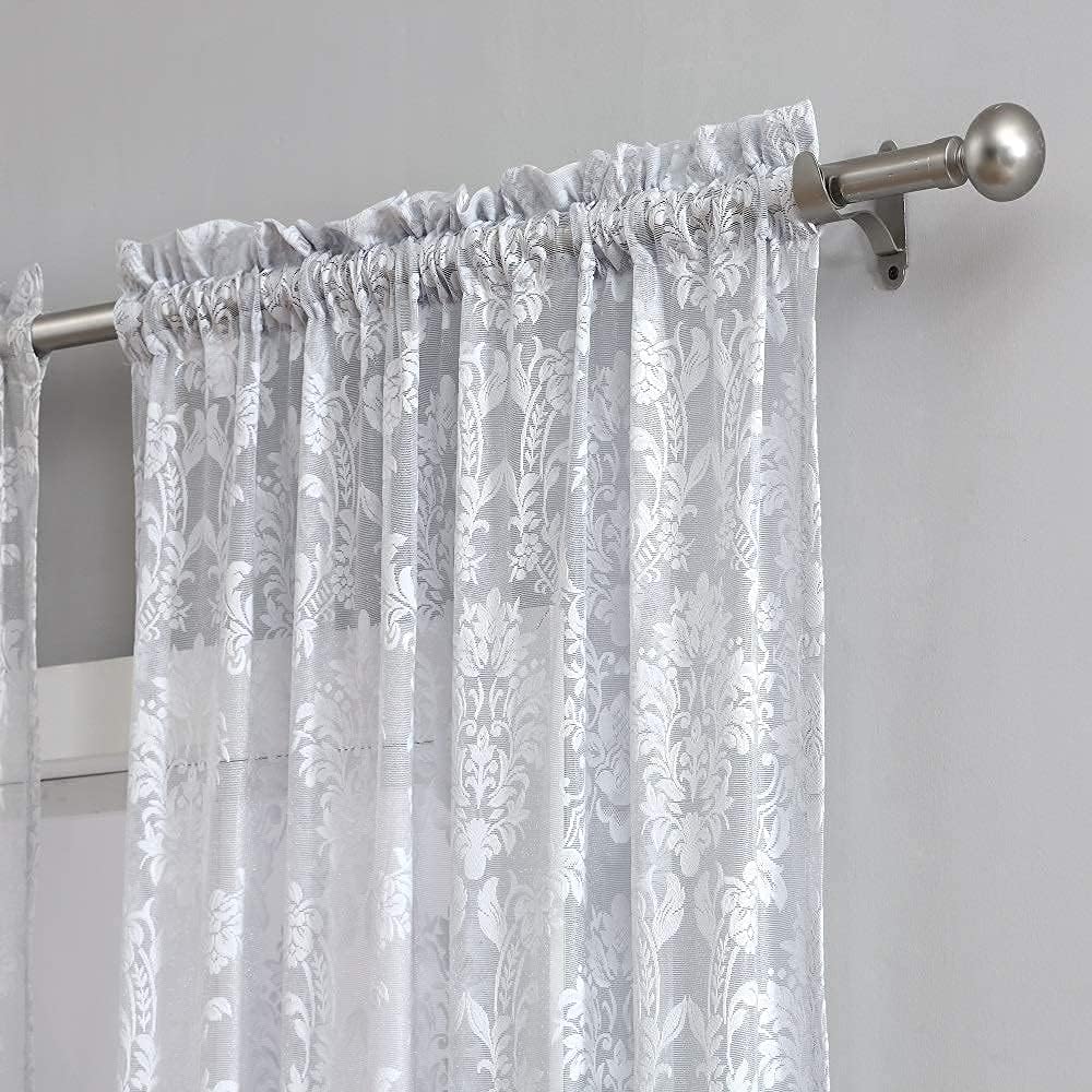 Warm Home Designs 30x38 White Knitted Lace Kitchen Swags