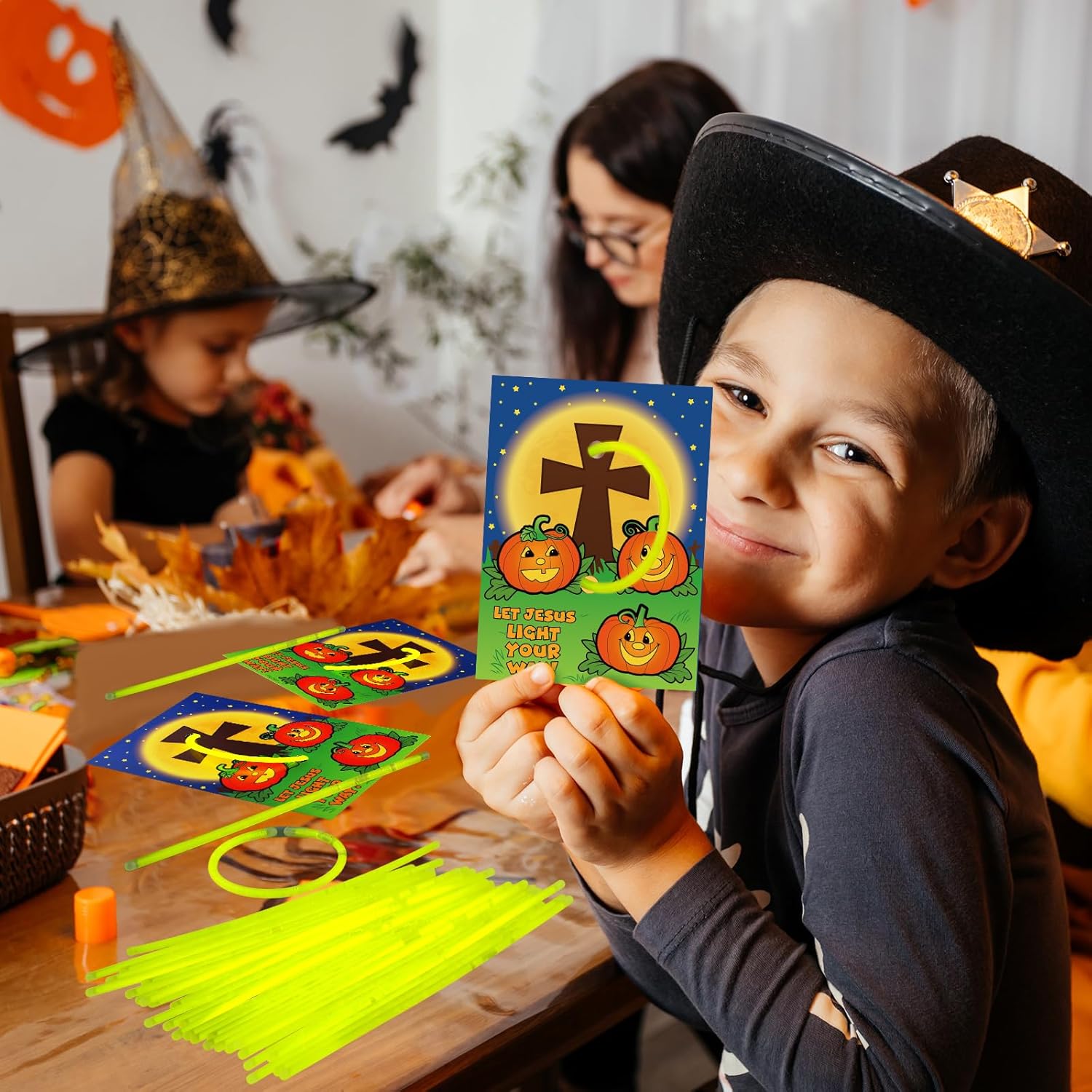 HyDren 32 Piece Halloween Glow Wristband Set