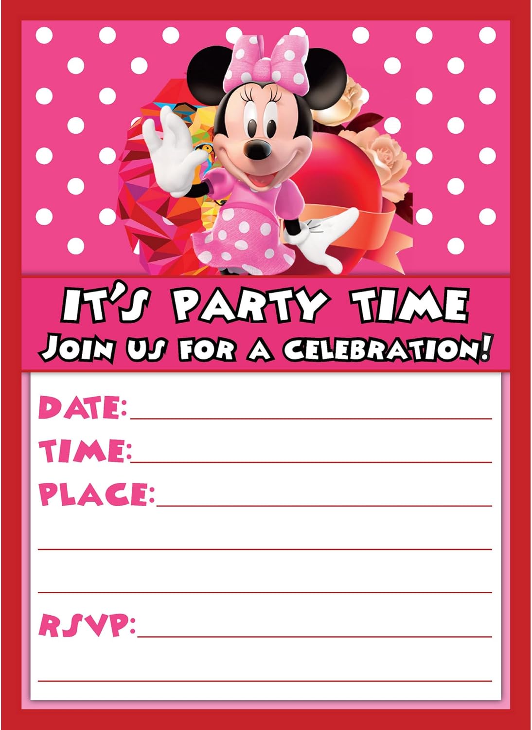 Set of 20 Birthday Invitation Cards Envelopes for Kids