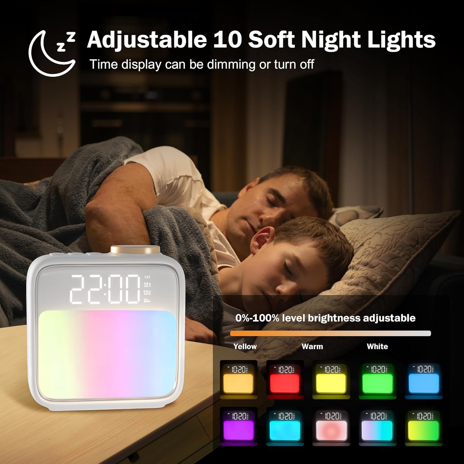 3-in-1 Sunrise Alarm Clock with Nightlight and Sound