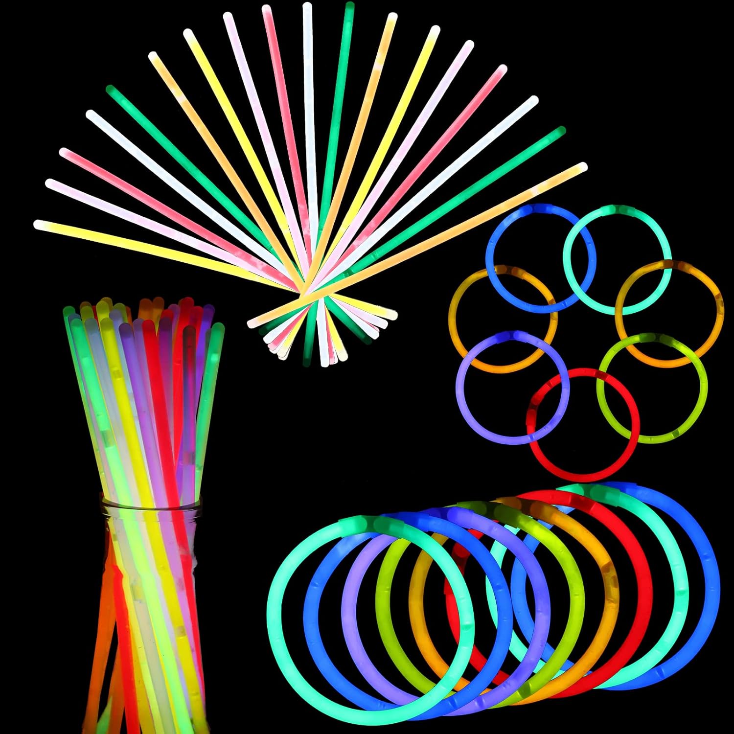 32 Pack Neon Valentines Day Gift Cards with Glow Sticks