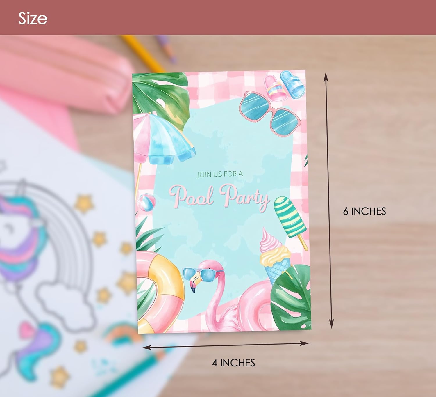 Pool Party Birthday Invitations for Girls 30 Sets