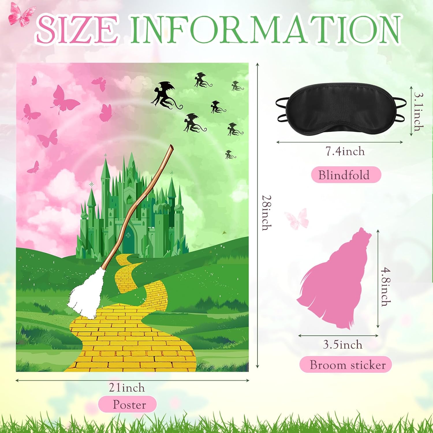 Witch Party Games Set Pink Green Decorations
