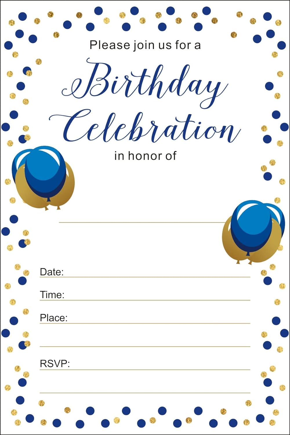 Shiningwise Royal Blue Birthday Invitations 25 Pack