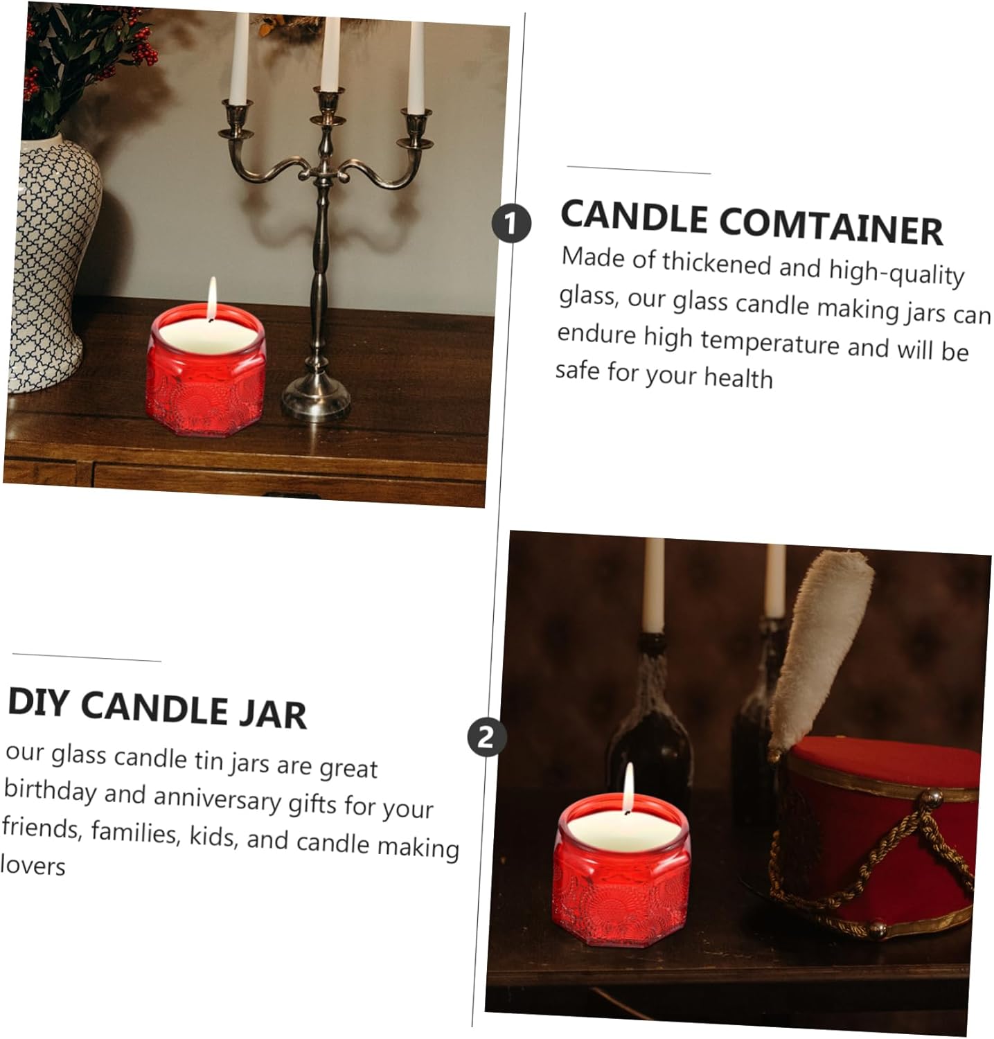14-Piece Embossed Glass Candle Jar Set with Lids