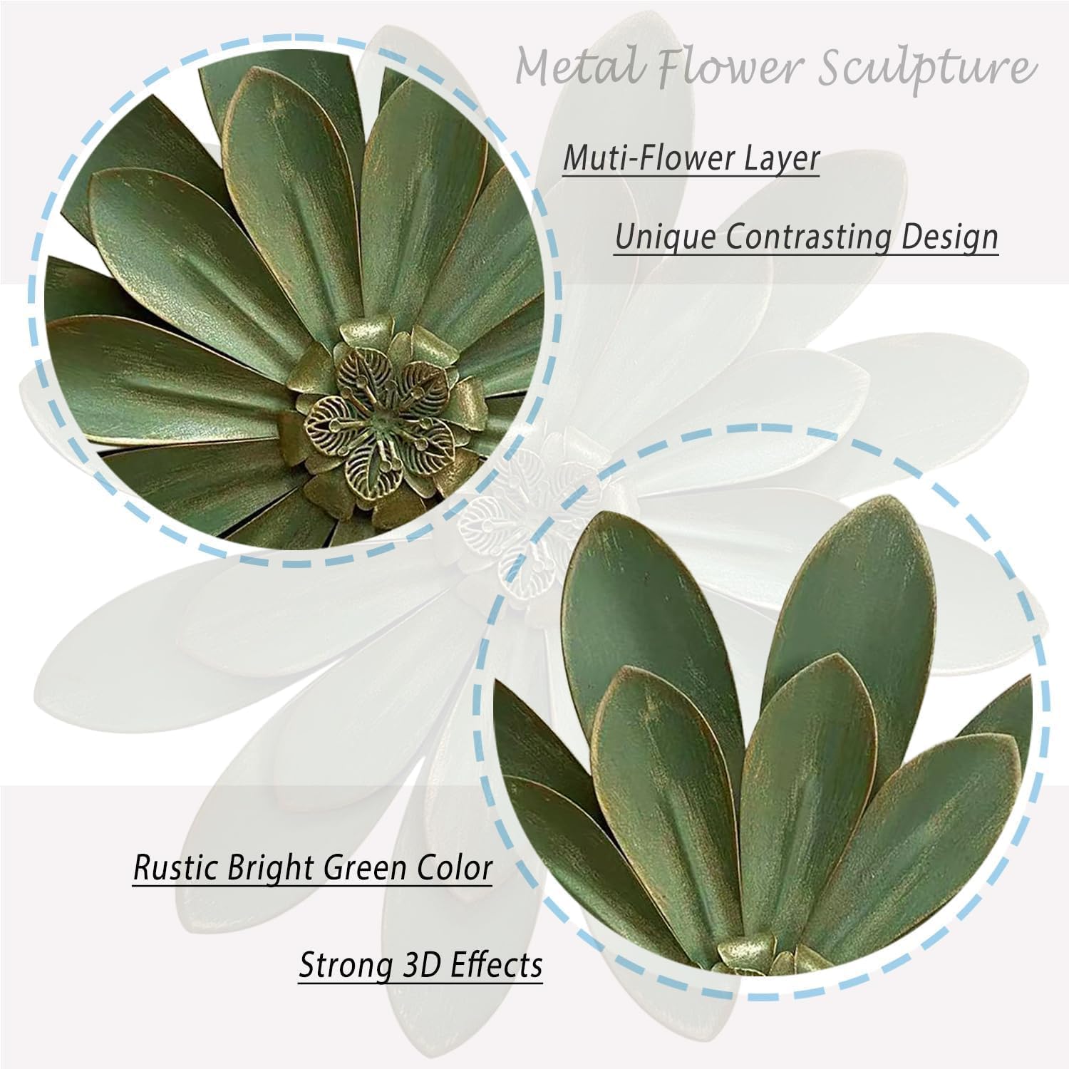 Novbvia 12 Inch Metal Flower Wall Sculpture