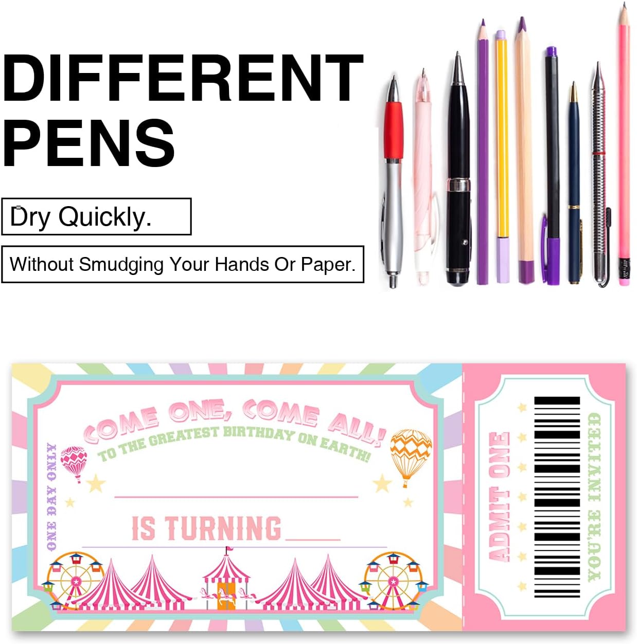 VAHATAN Carnival Birthday Party Invitations 20 Pack
