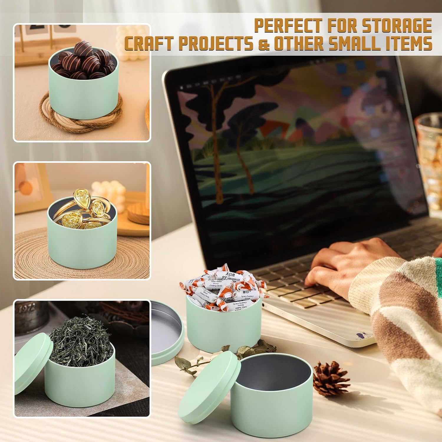 Premium Matte Green Candle Tins 8oz 24-Pack
