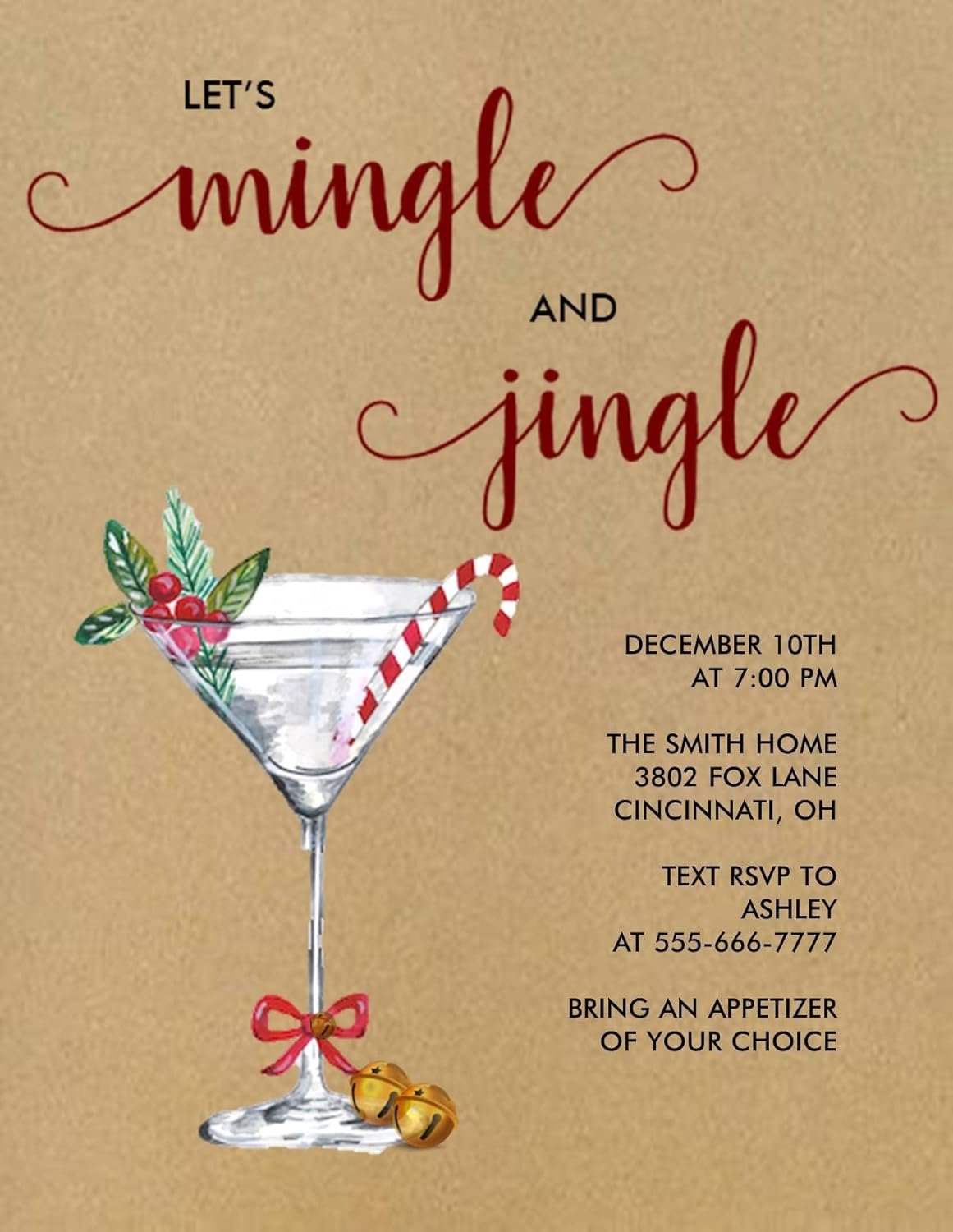 Personalized Christmas Party Invitation Mingle and Jingle