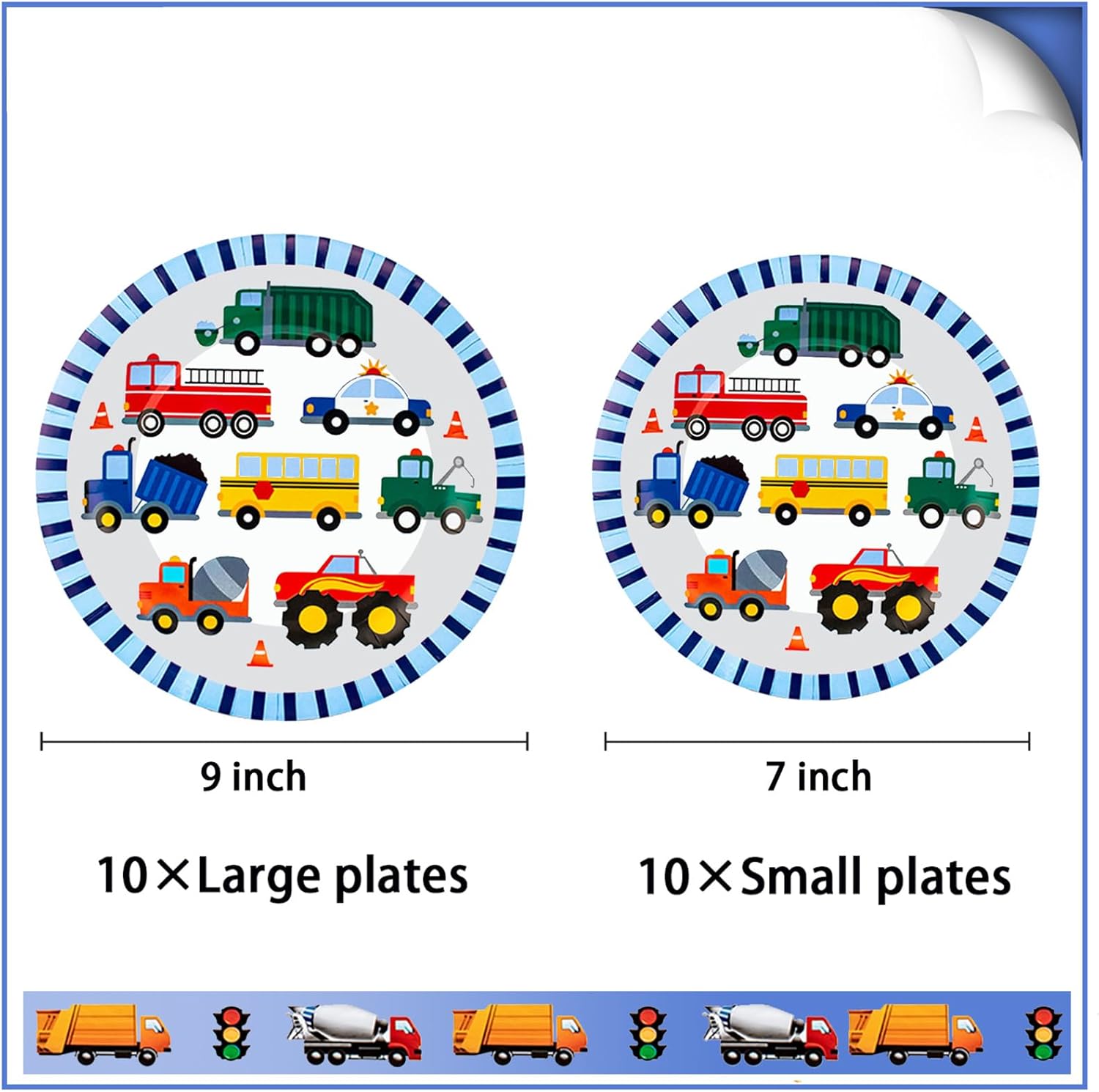91 Pcs Transportation Party Decorations Plates Cups Napkins