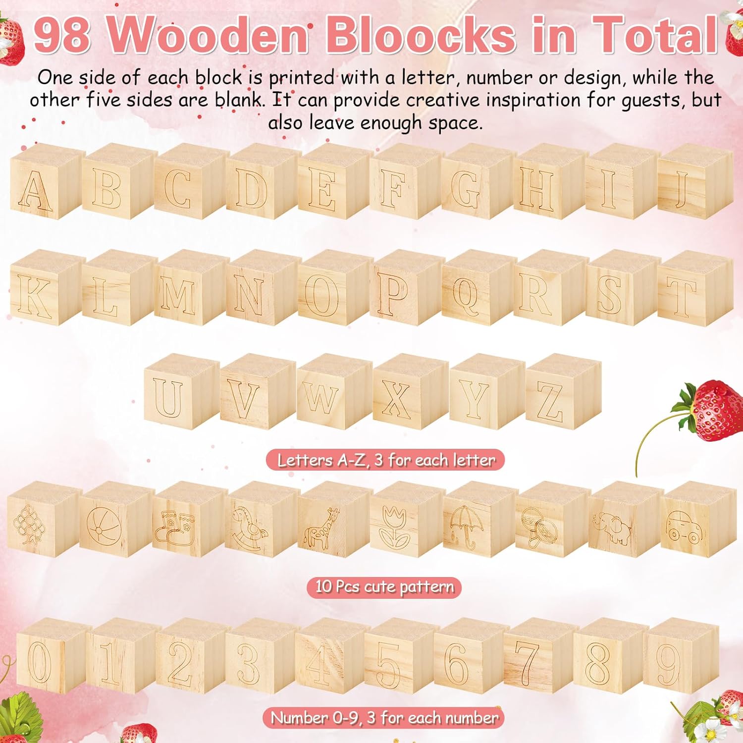 Marsui 136 Pcs Baby Shower Blocks Game Kit Strawberry