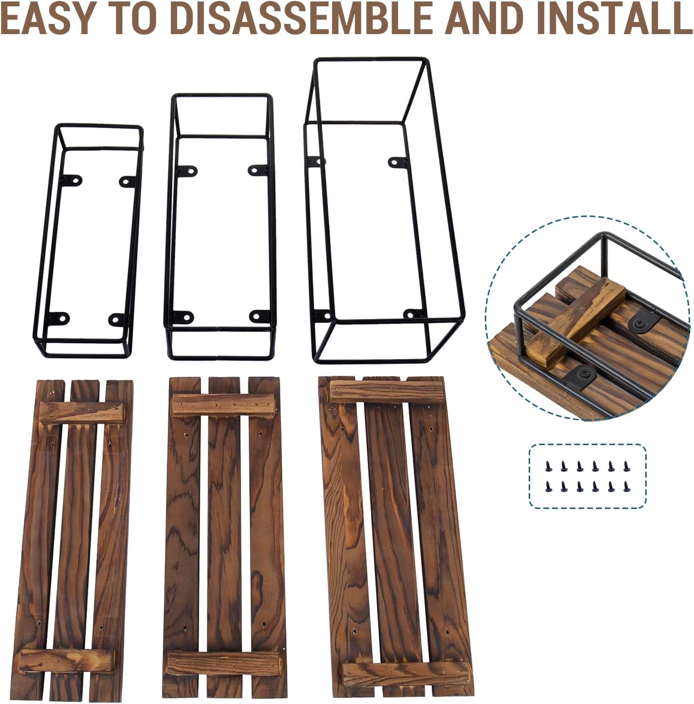 MyGift 3-Tier Rustic Burnt Wood Display Riser Stand