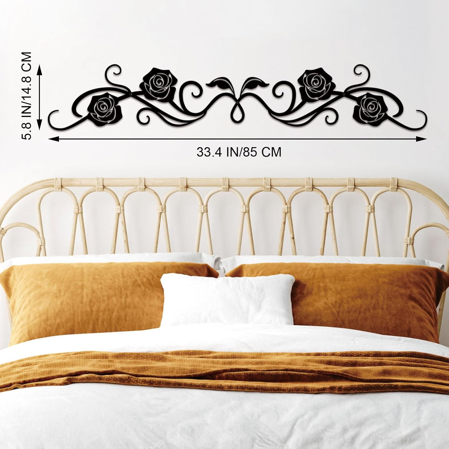 ESTART Large Metal Rose Scroll Wall Decor