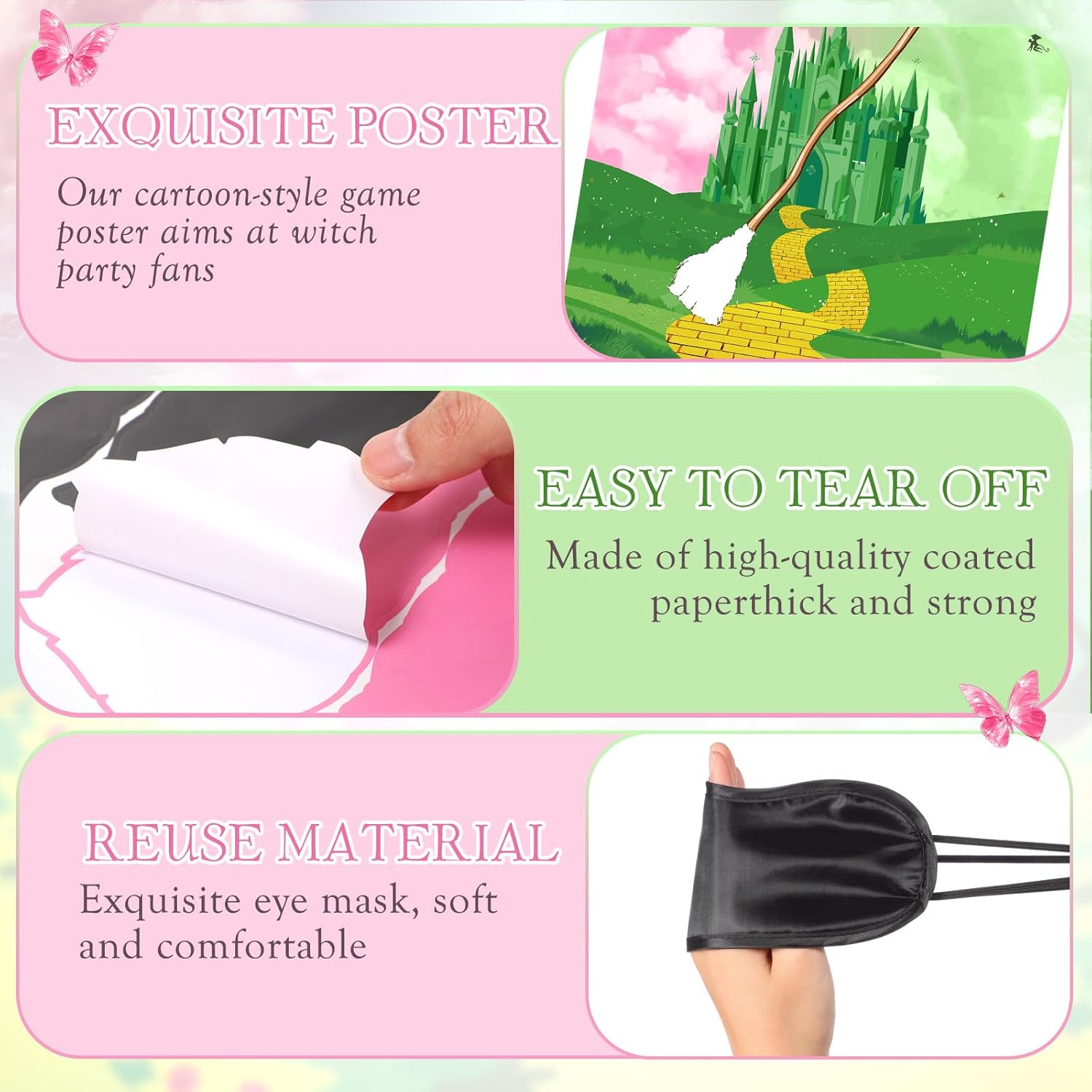 Witch Party Games Set Pink Green Decorations