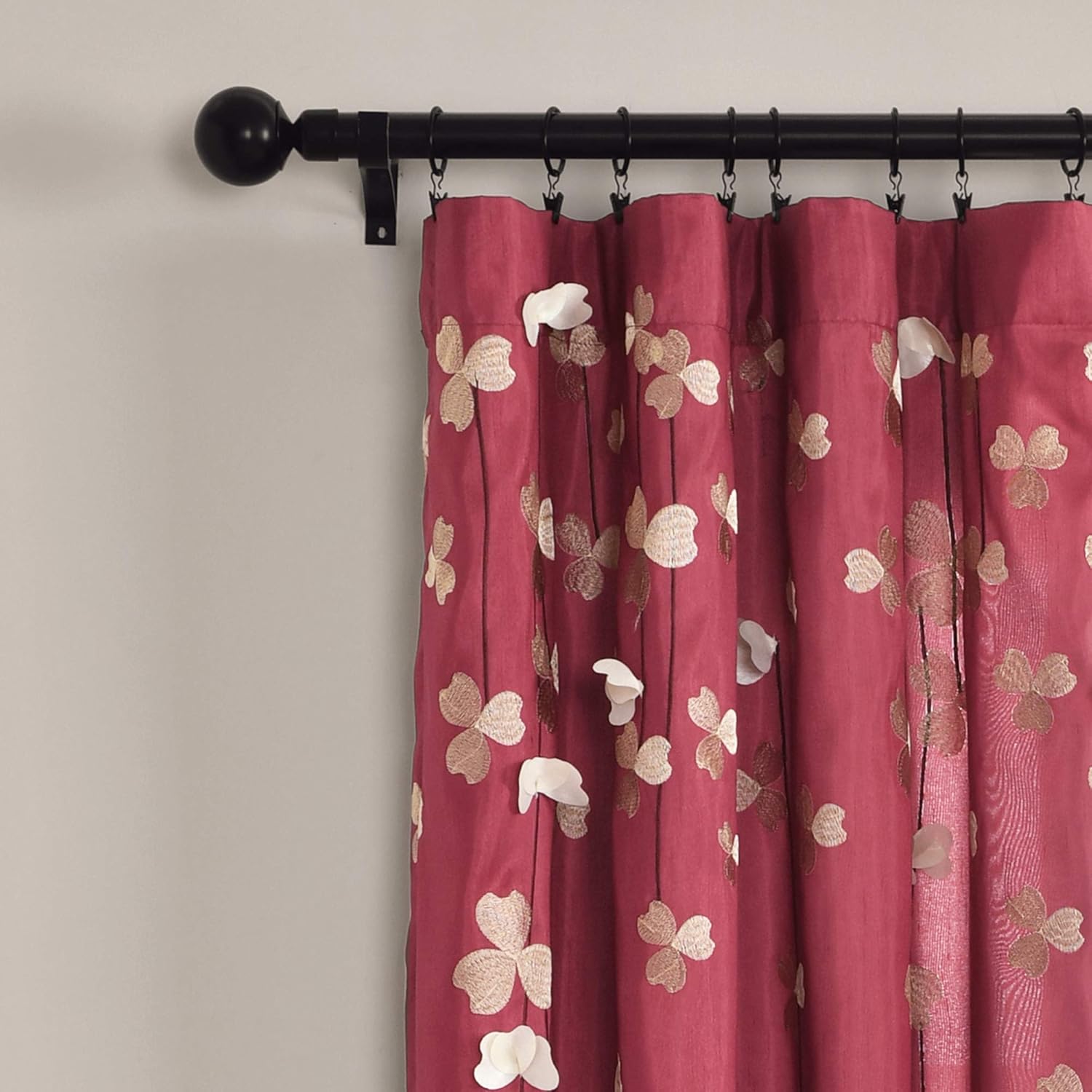 Lush Decor Flower Drops Curtain Panel Red 84x42