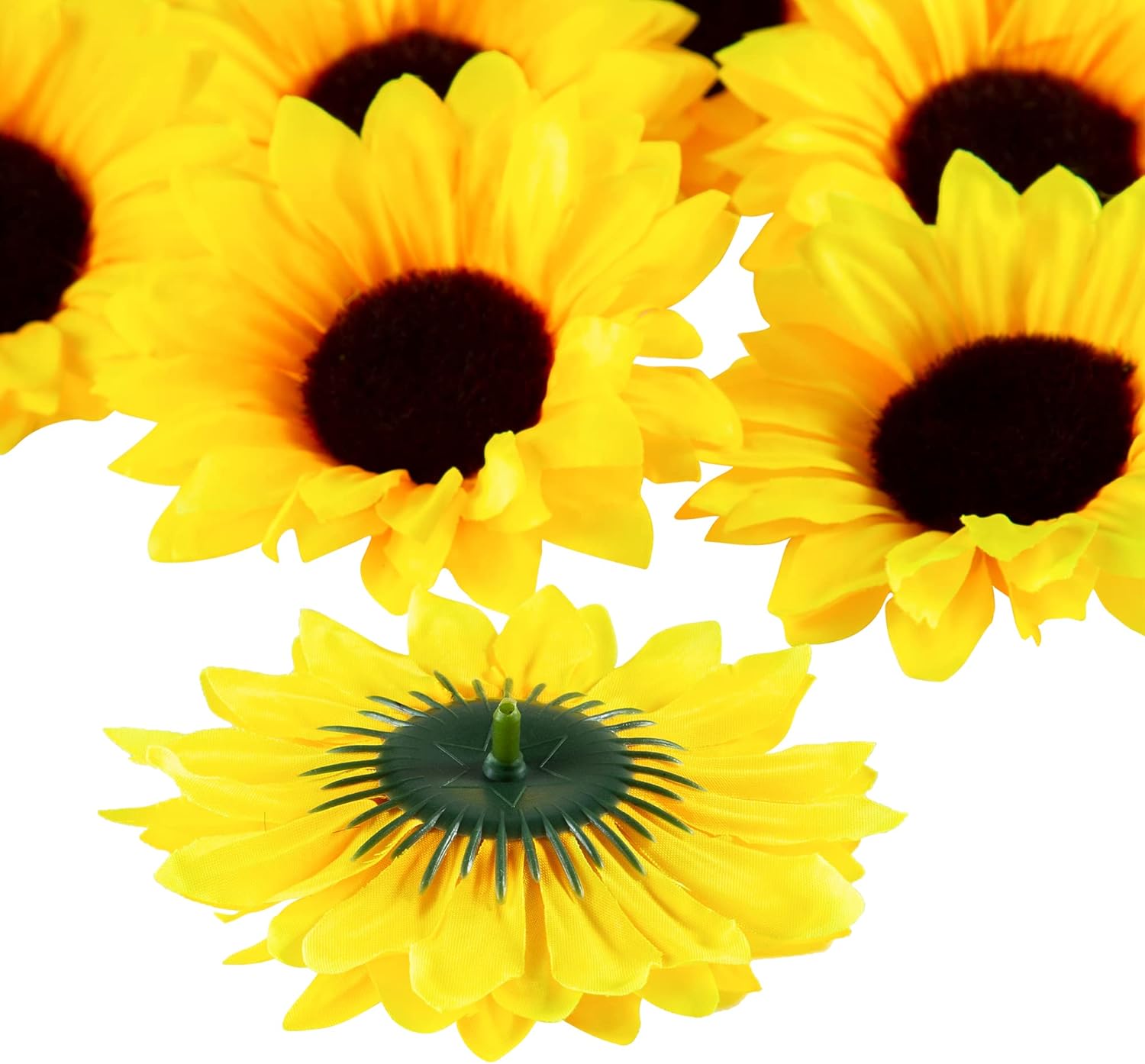40pcs Fake Sunflower Heads with Stems for DIY Decor