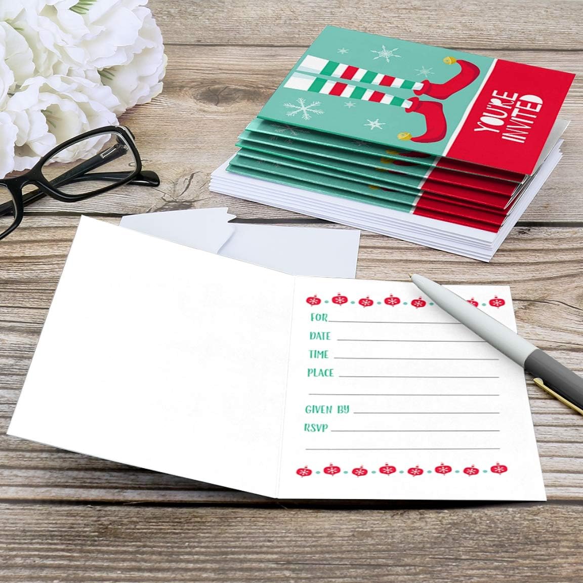 Big Dot of Happiness Elf Squad Party Invitations 8 Count