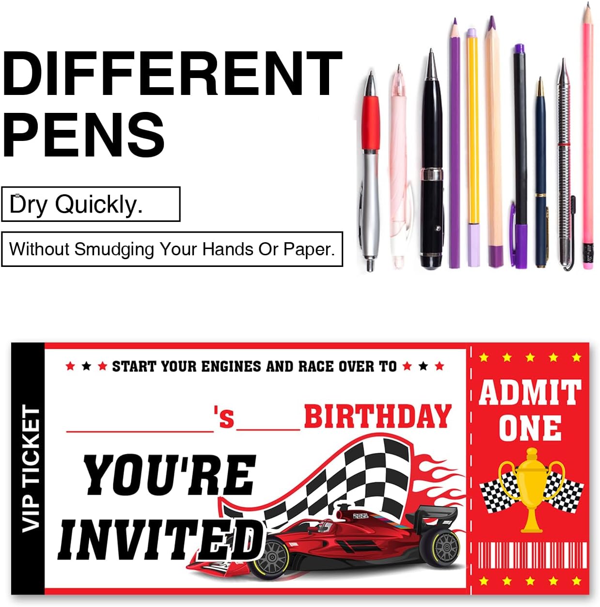 VAHATAN Car Racing Birthday Invitations 20 Pack with Envelopes