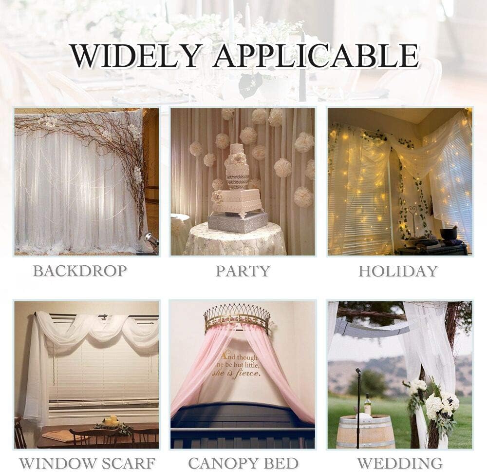 RYB HOME Long Sheer Curtains Scarf for Wedding Canopy Bed Kids Room