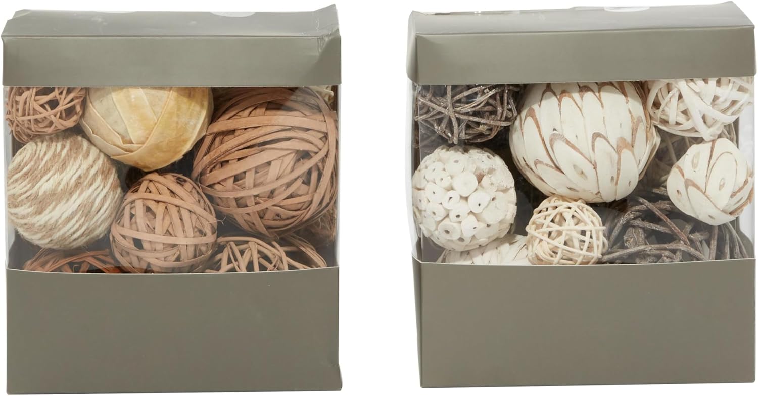 Deco 79 Wood Handmade Orbs Vase Filler Set of 2