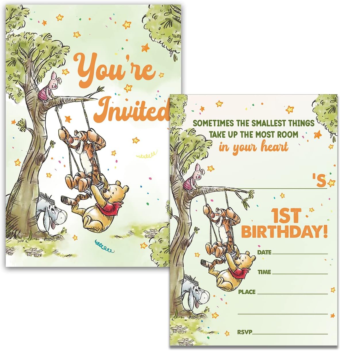 Dolimifa Classic Winnie the Pooh First Birthday Invites
