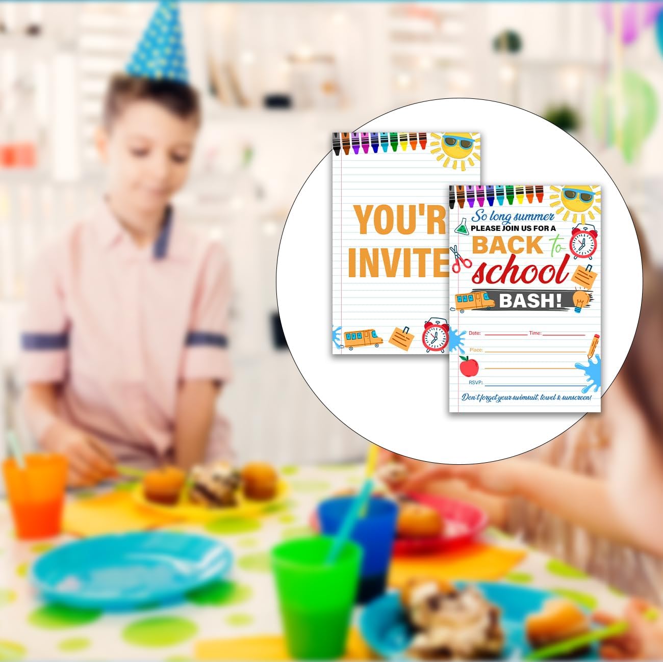 Back to School Party Invites with Envelopes Pack of 20