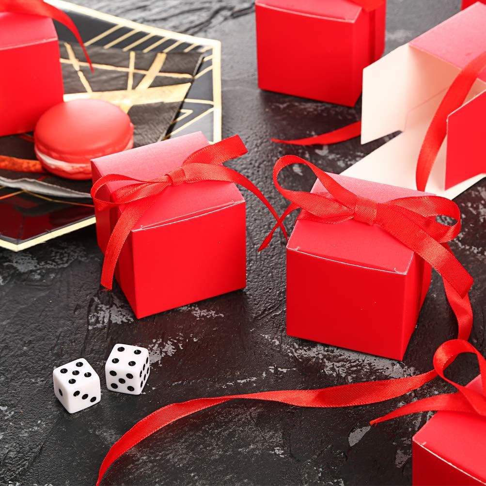 AWELL Red Candy Box Gift Favor Pack of 50
