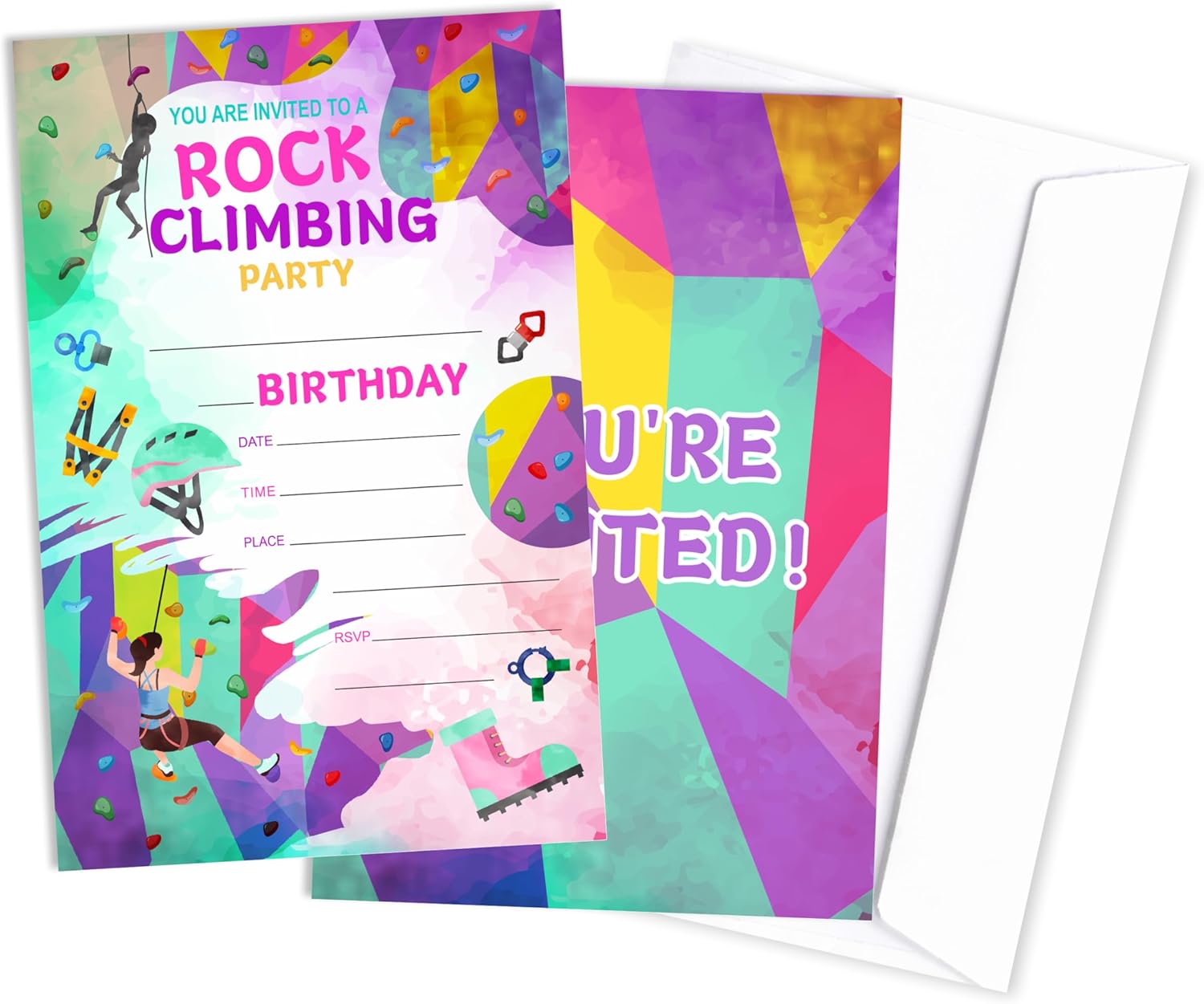 Rock Climbing Birthday Invites for Boys Girls 20-Pack