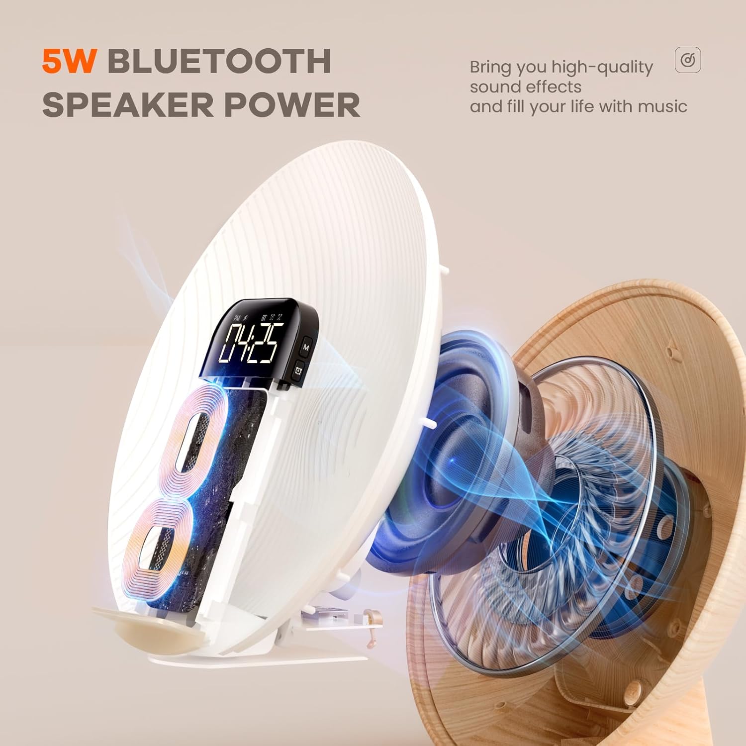 COLSUR Sunrise Alarm Clock with Bluetooth Speaker and Wireless Charging