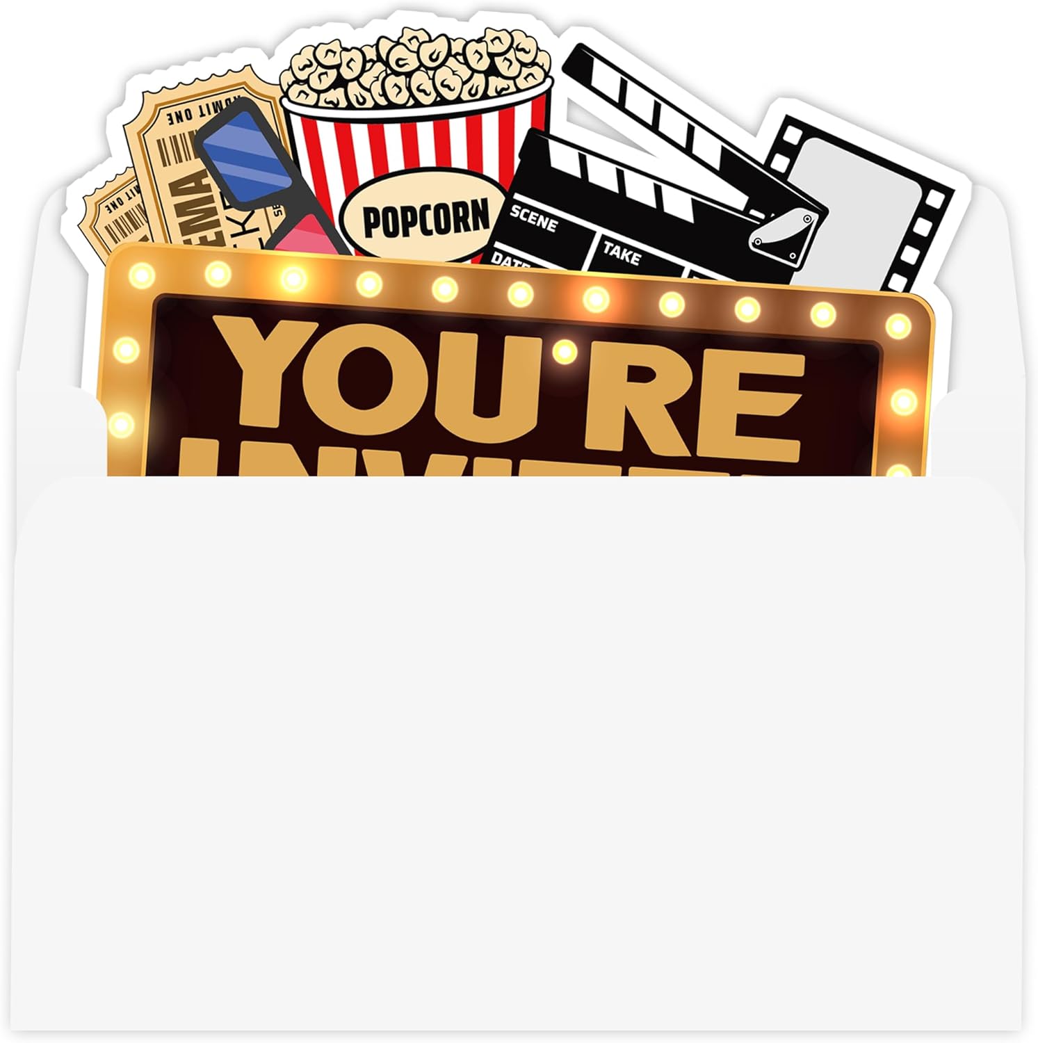 Movie Theme Party Invitation Cards 30 Pack