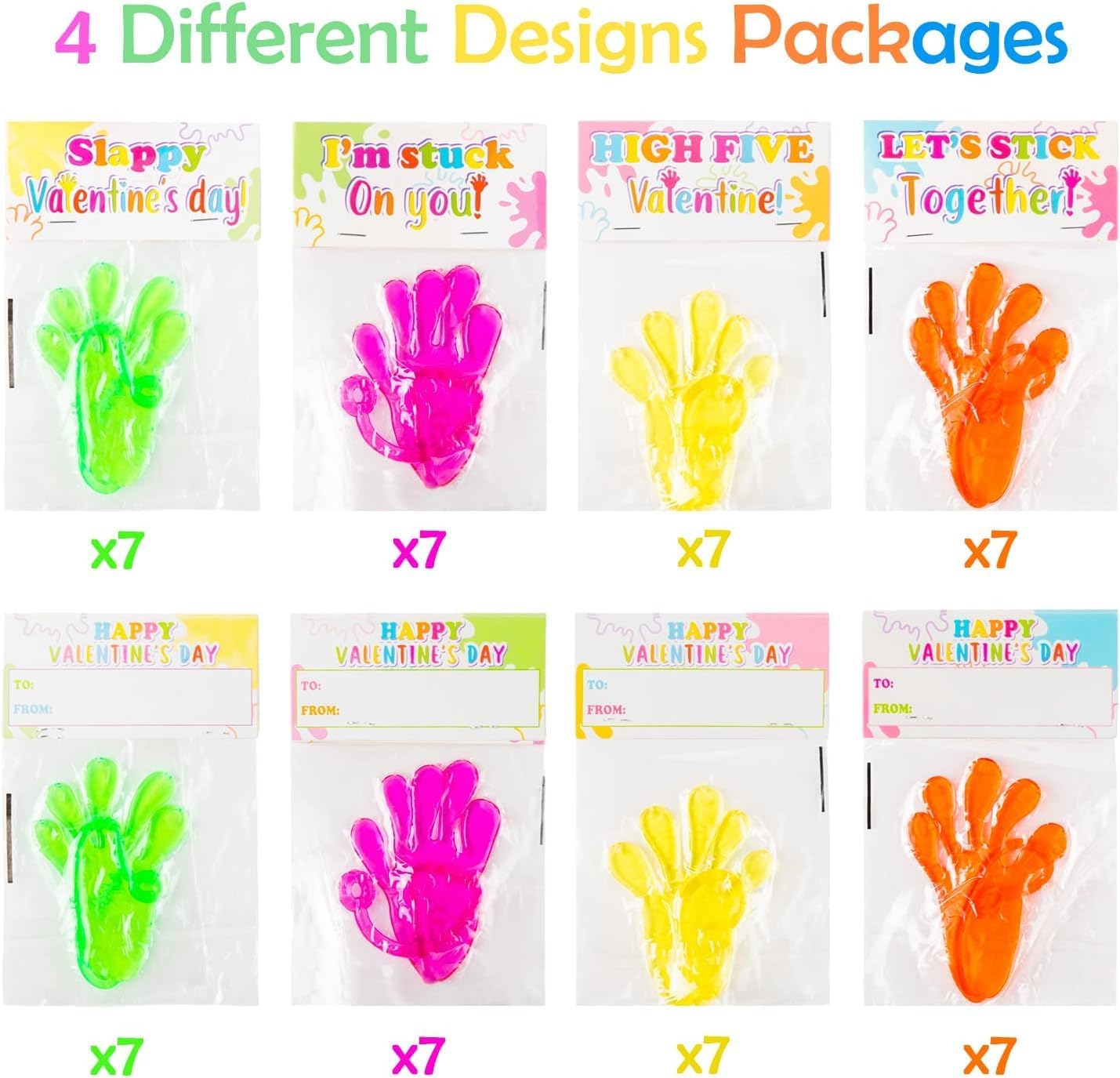 Haooryx Valentines Day Glitter Sticky Hand Cards 28 Pack