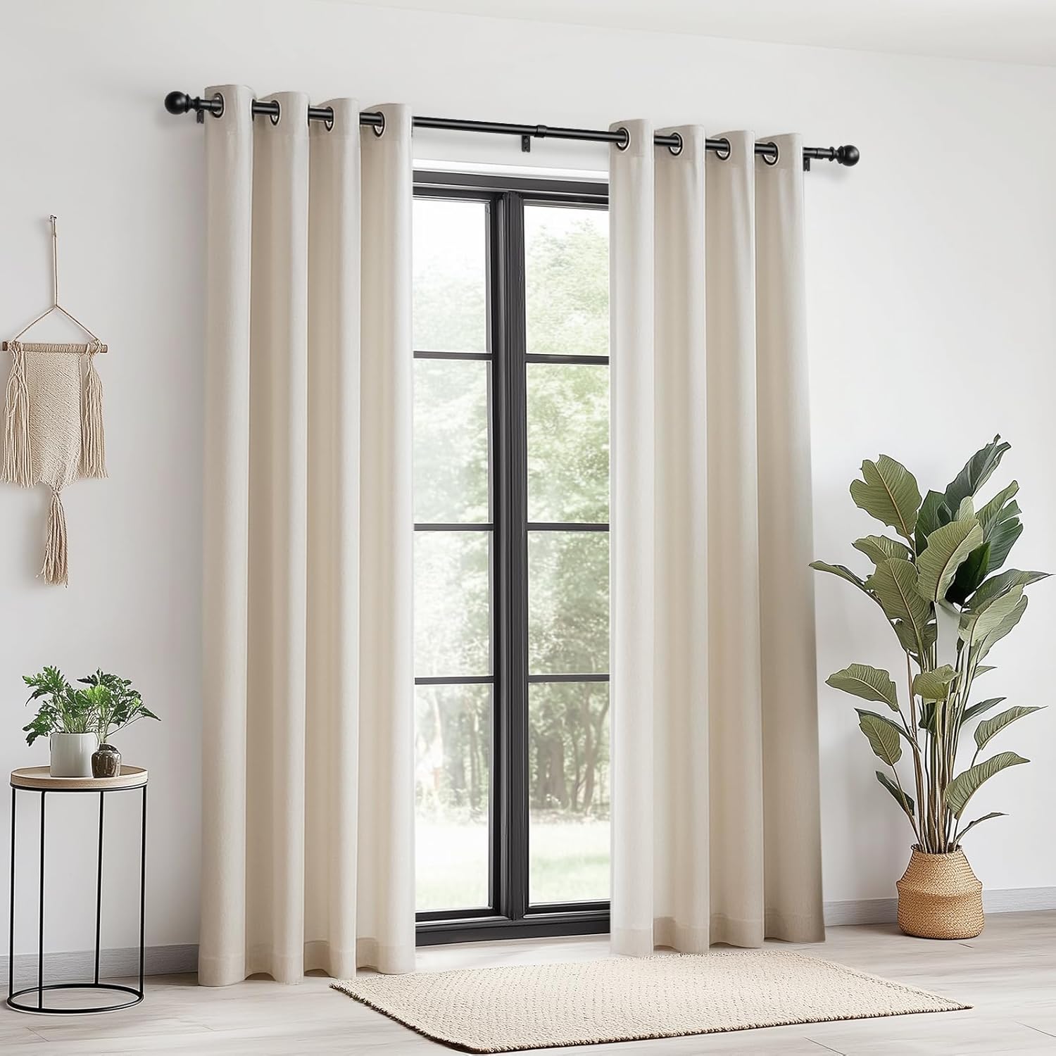 Zeerobee 1 Inch Heavy Duty Black Curtain Rods 66-120