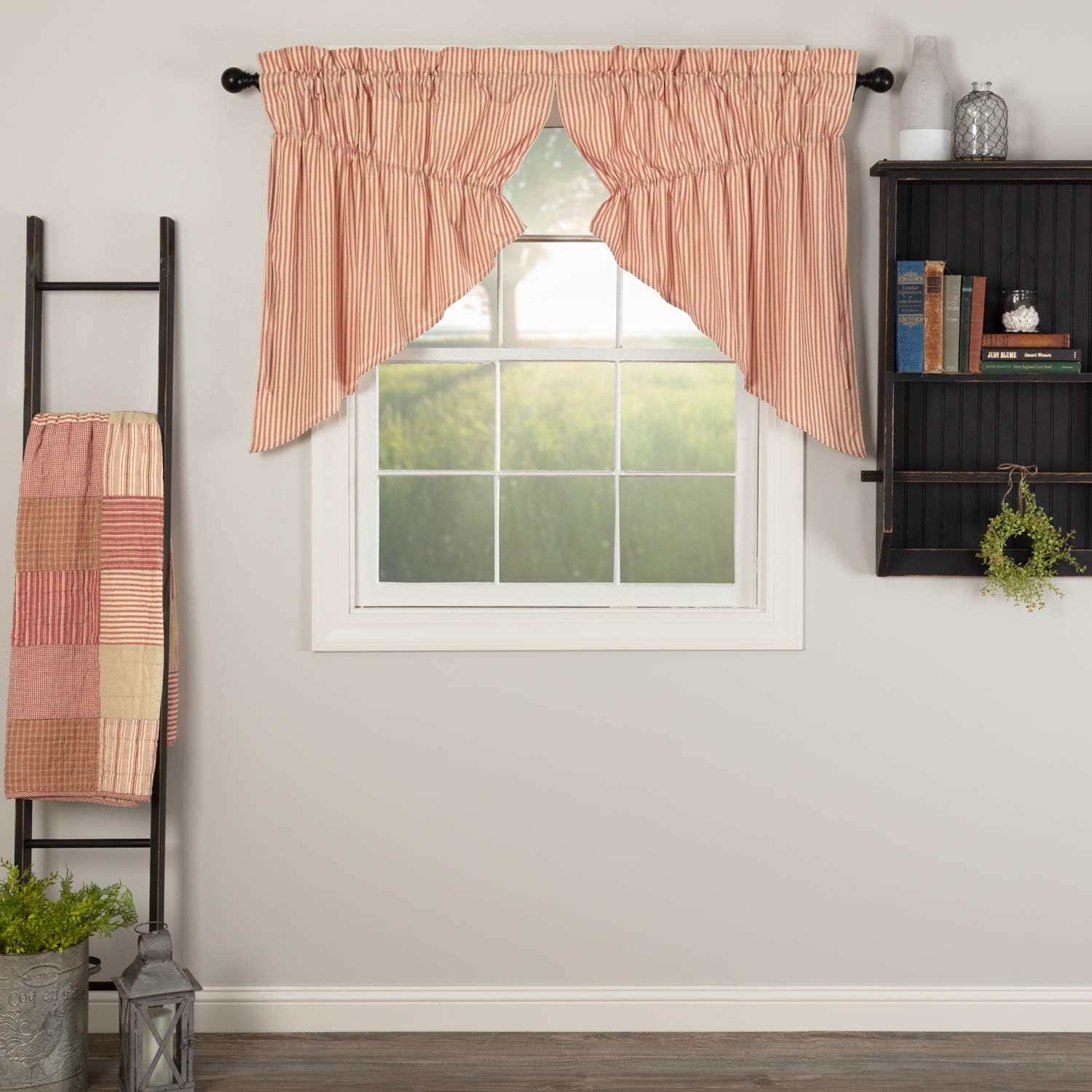 VHC Brands Prairie Swag Curtains Red 36x36x18