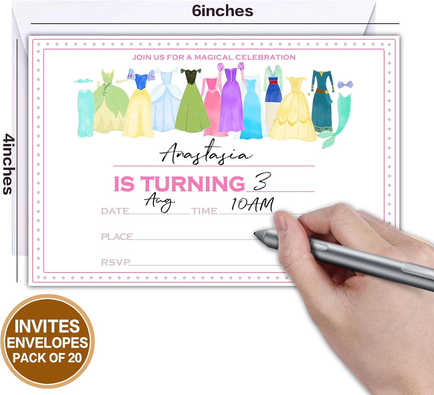 Moonle Birthday Party Invitations for Kids and Teens 20 Pack with Envelopes