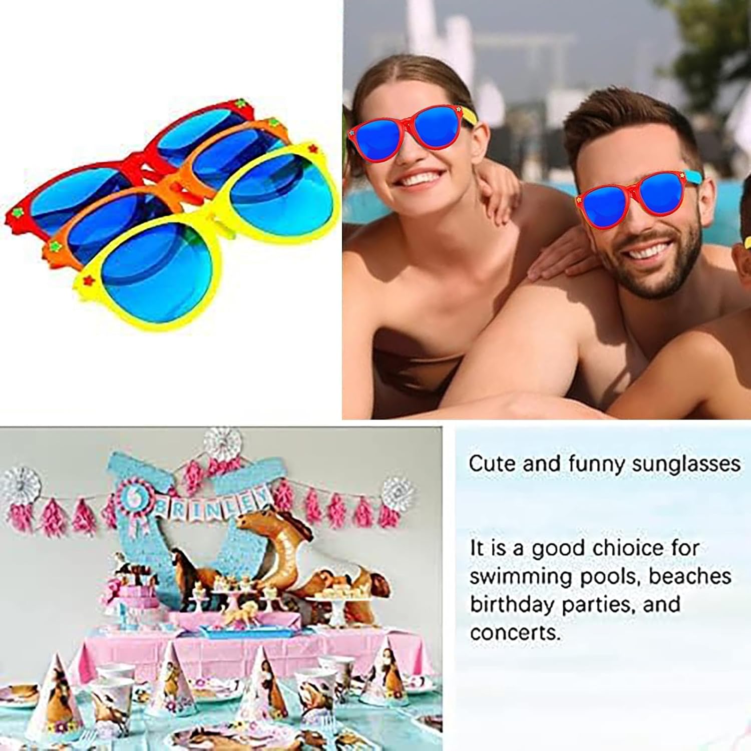 6 Pcs Jumbo Plastic Funny Party Glasses