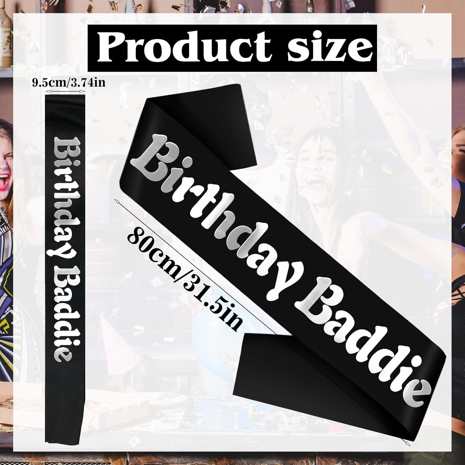 Birthday Baddie Sash with Silver Foil