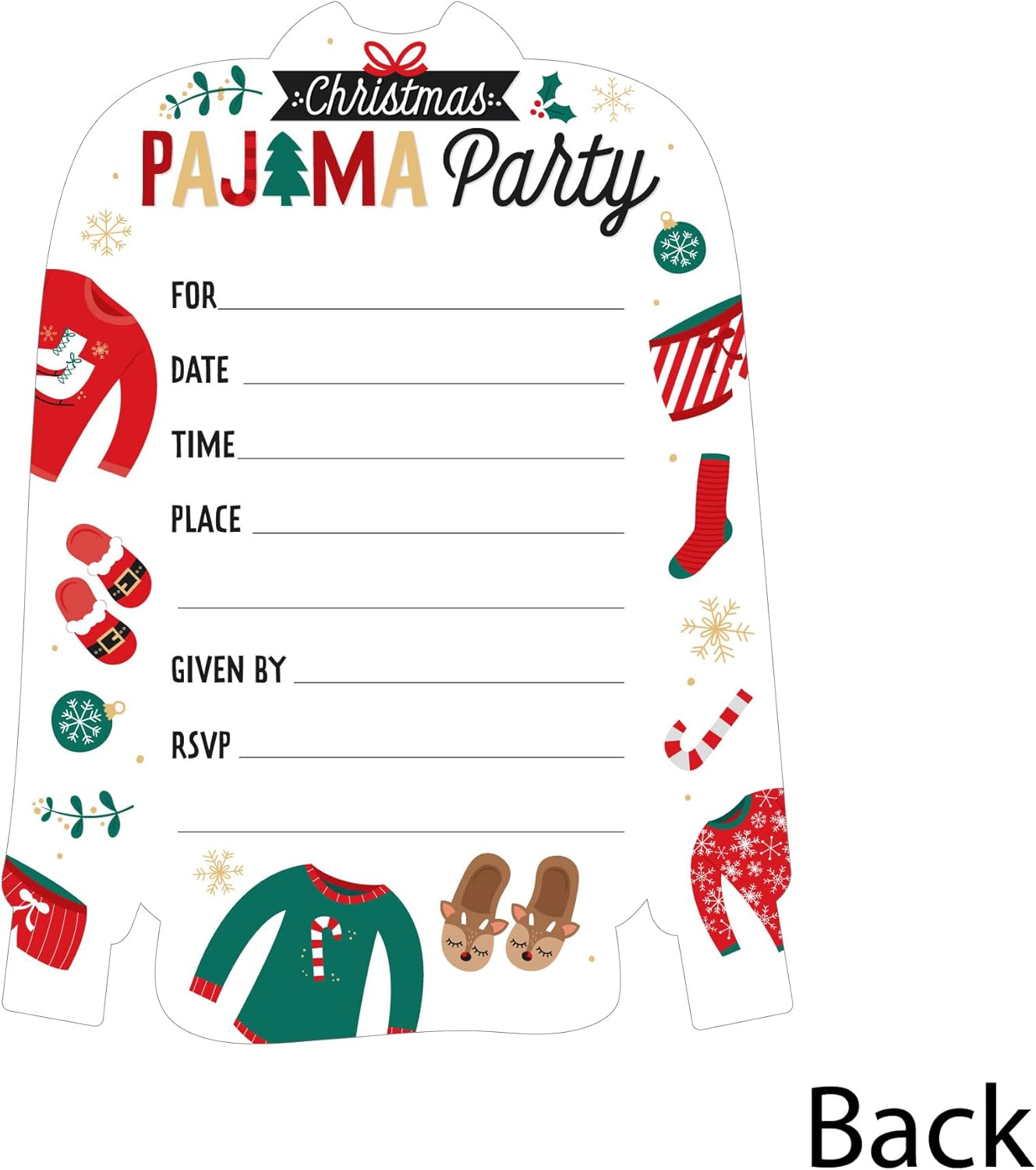 Big Dot of Happiness Christmas Pajamas Party Invitation Set of 12