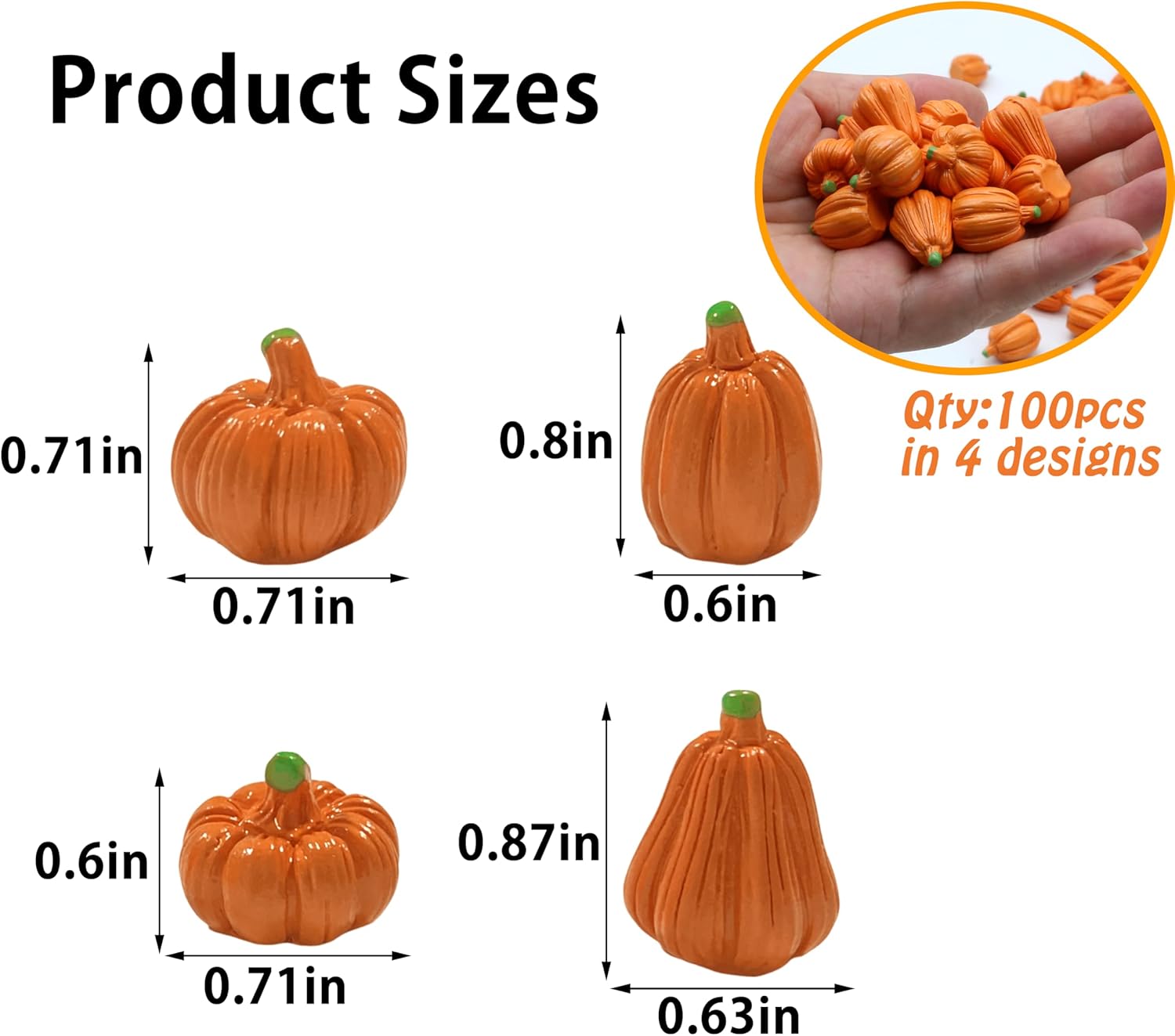 FESTGLOX 100Pcs Mini Resin Pumpkins for Fall Decor