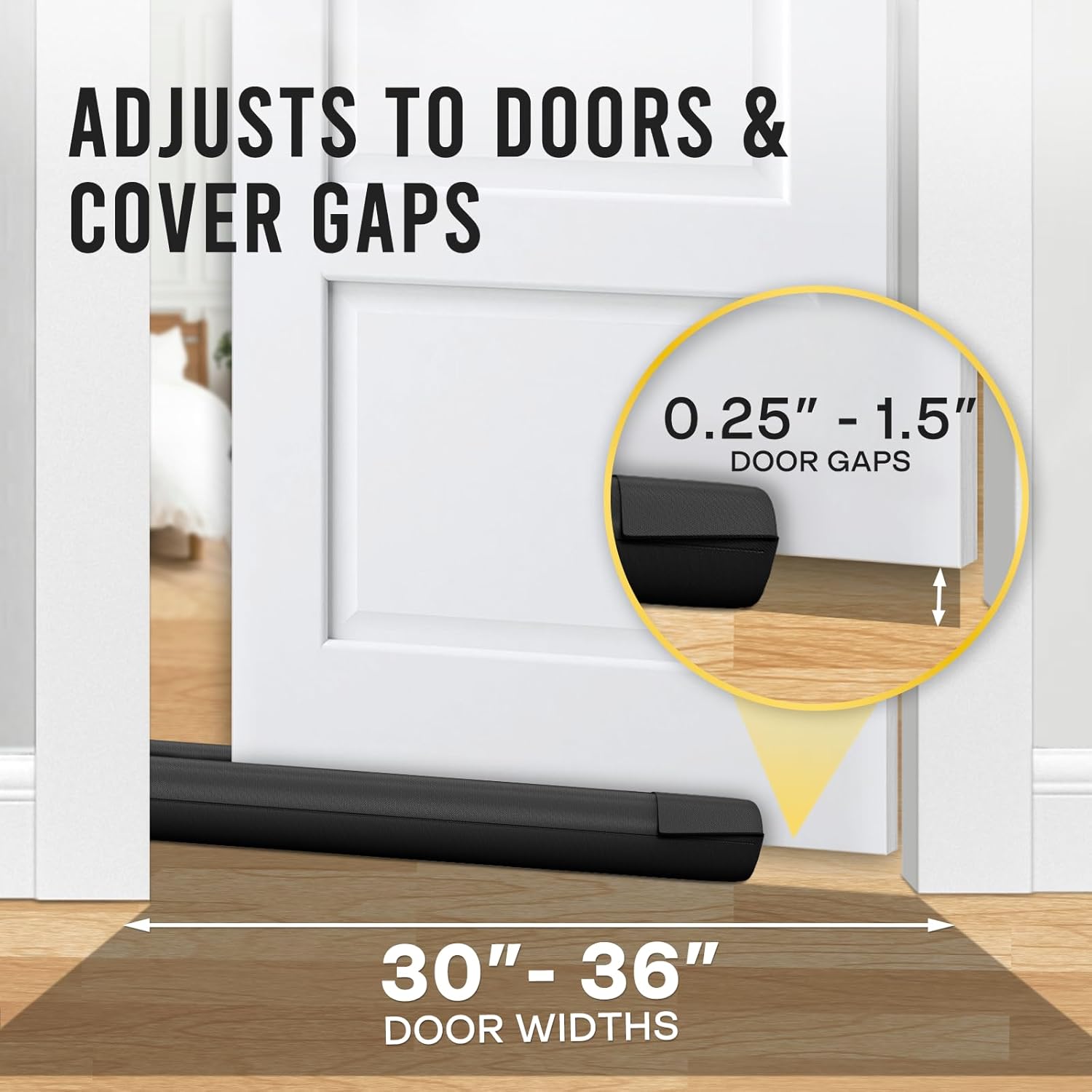 Comfyanno Under Door Draft Stopper Black 30-36 Inch