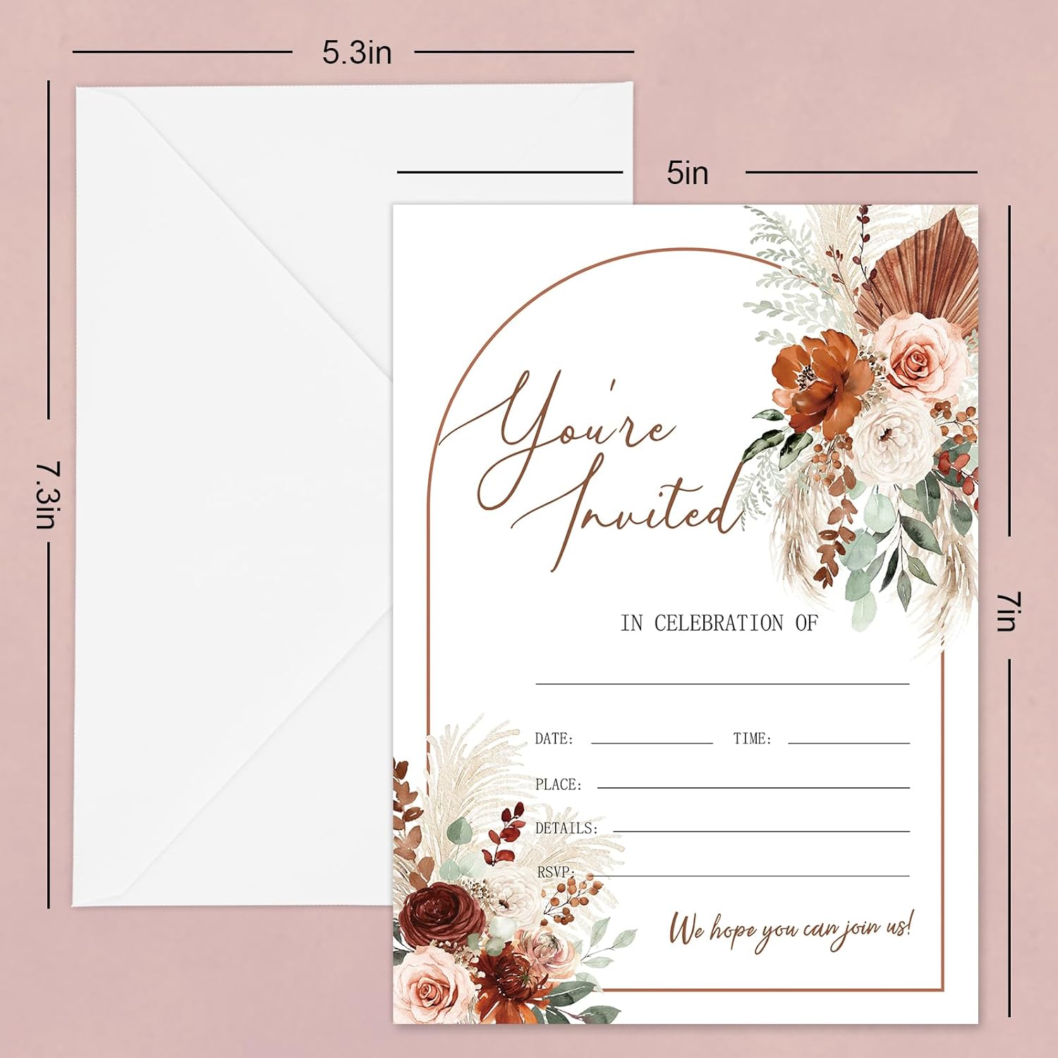 Whaline 25 Fall Invitations with Envelopes Stickers