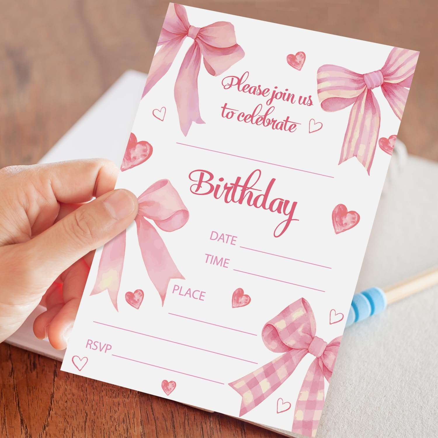 20 Pack Pink Birthday Invitations with Envelopes for All Ages
