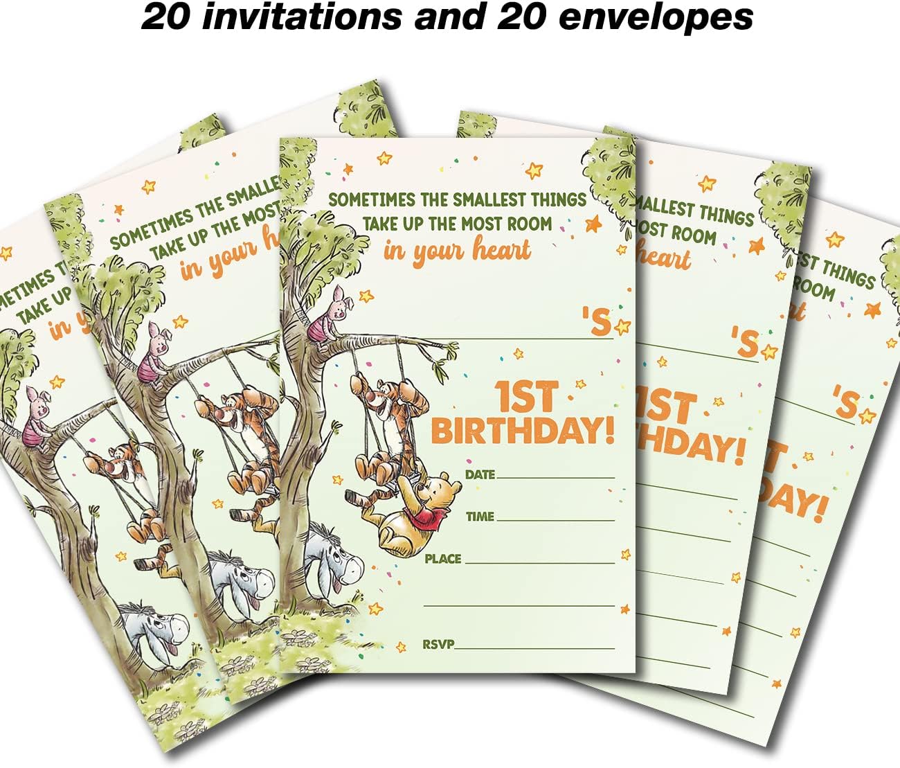 Dolimifa Classic Winnie the Pooh First Birthday Invites