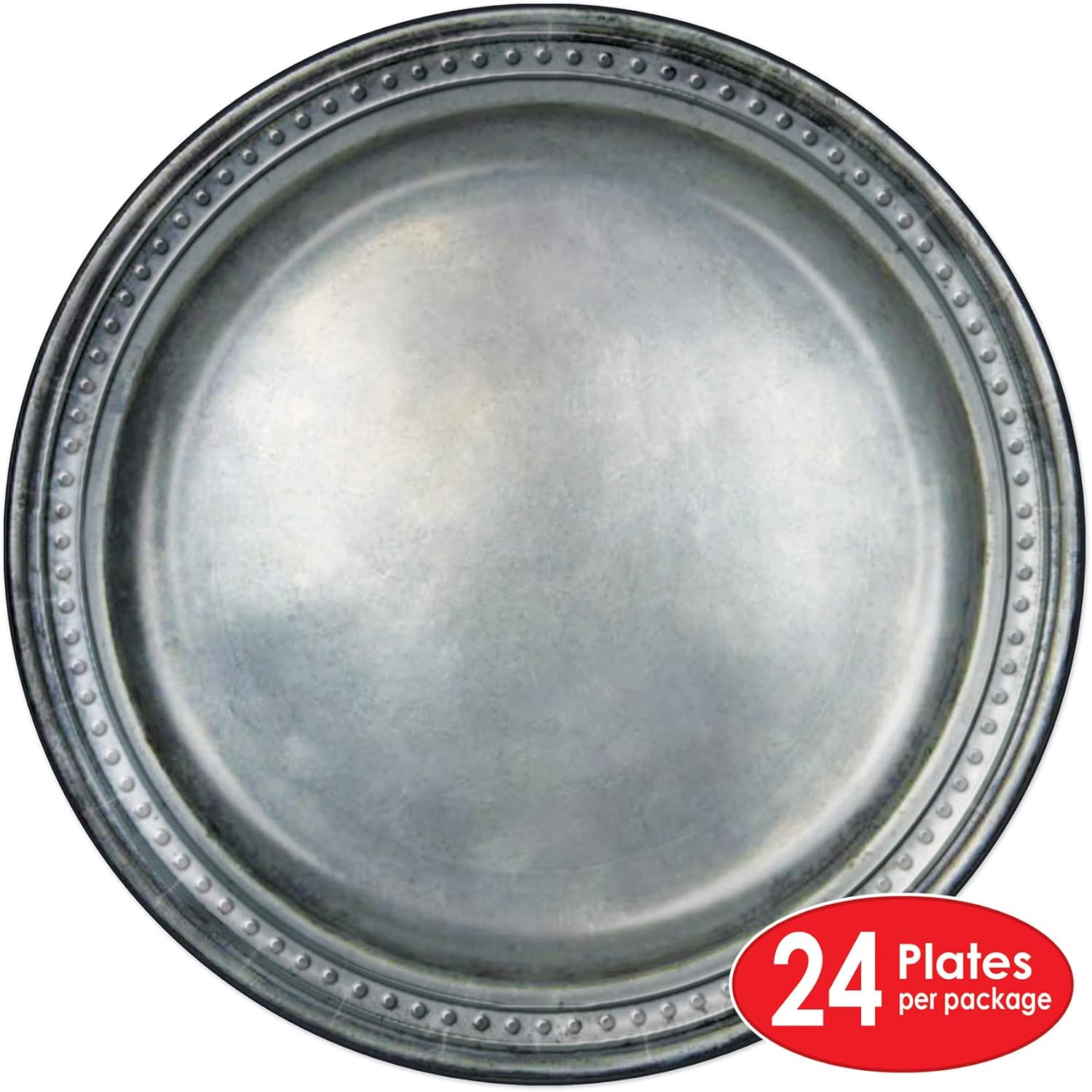 Beistle Pewter Paper Plates 24-Pack 9 Inch