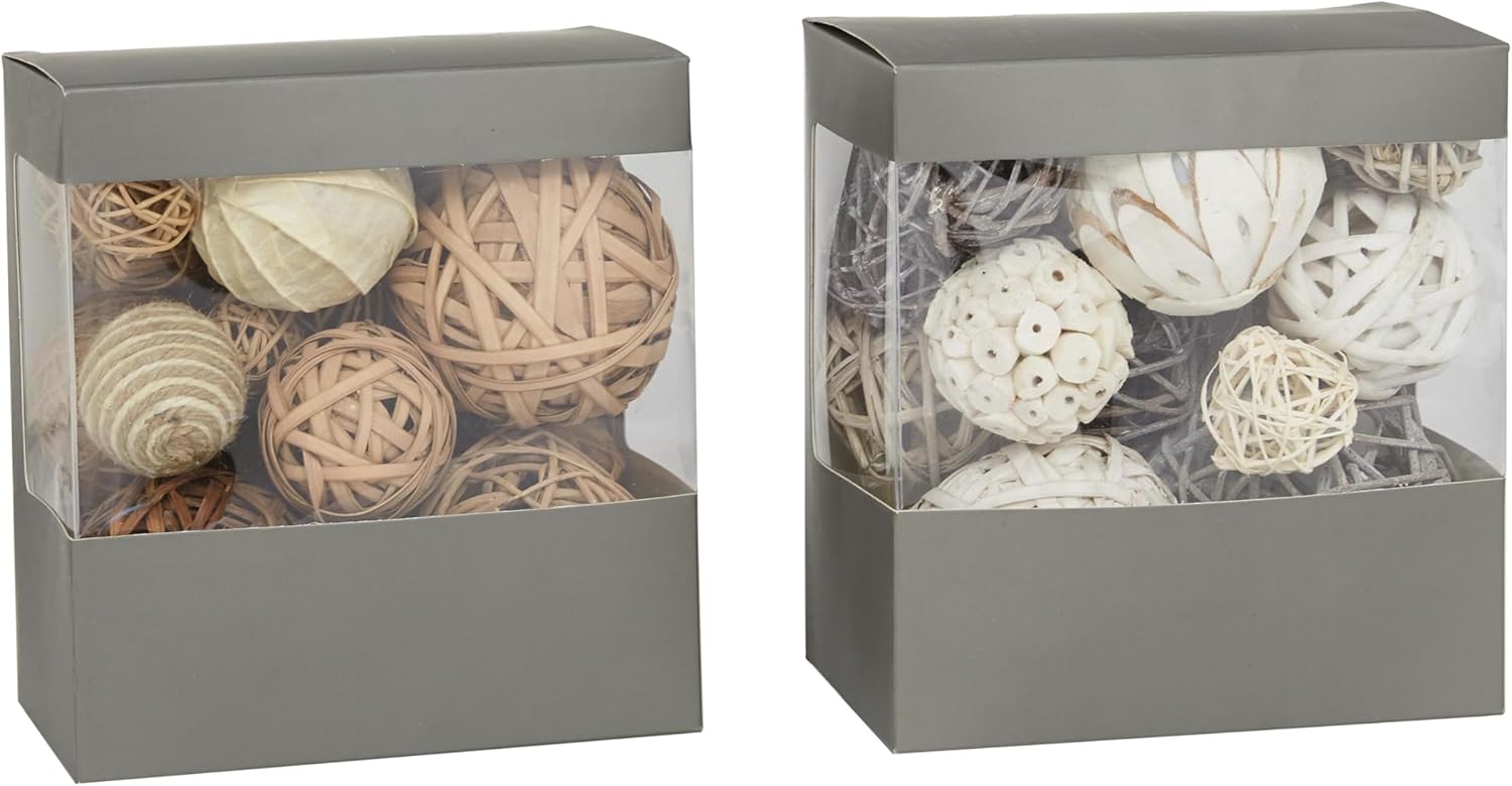 Deco 79 Wood Handmade Orbs Vase Filler Set of 2