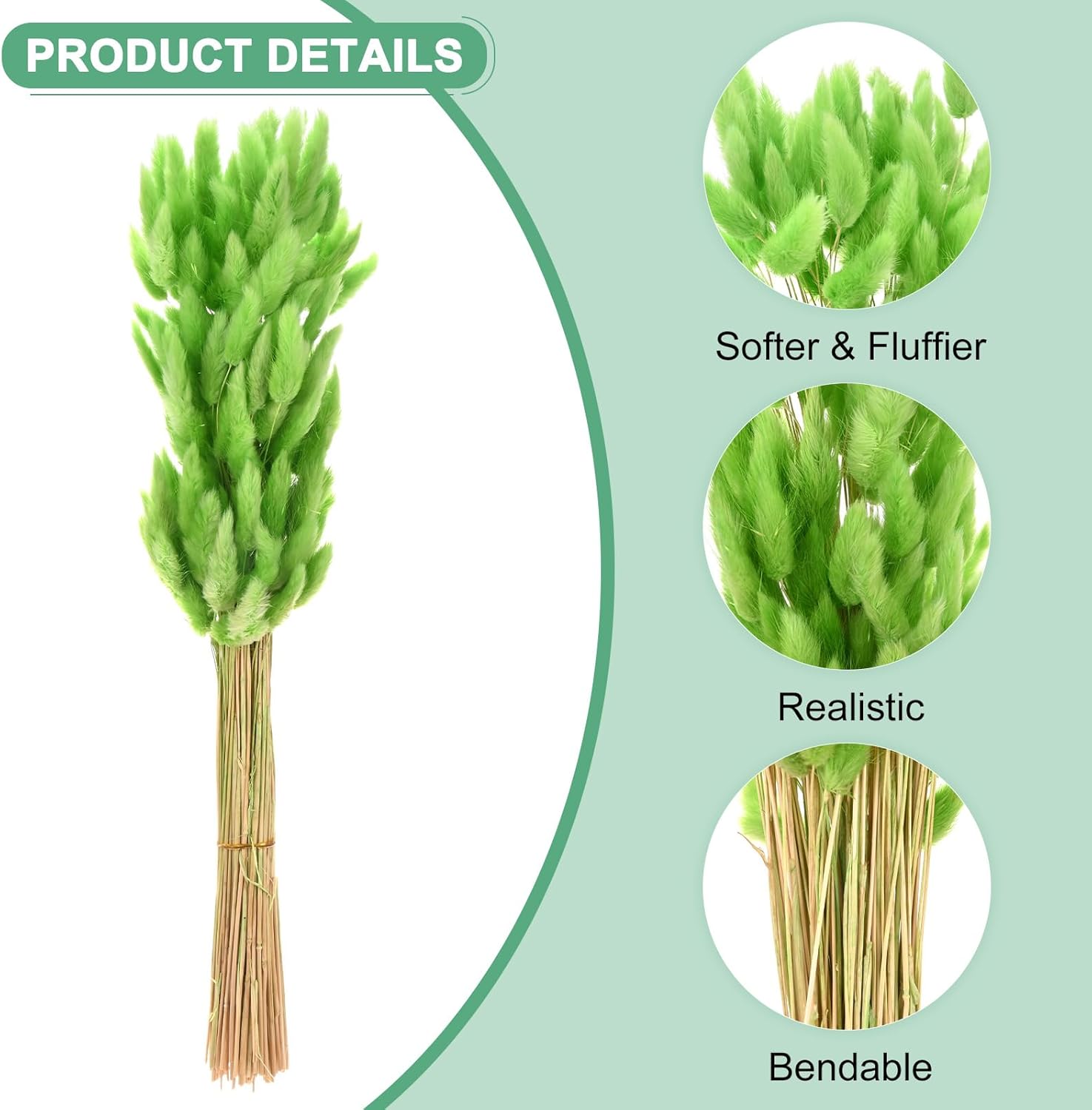 180-Pack Artificial Bunny Tail Grass Dried Flowers