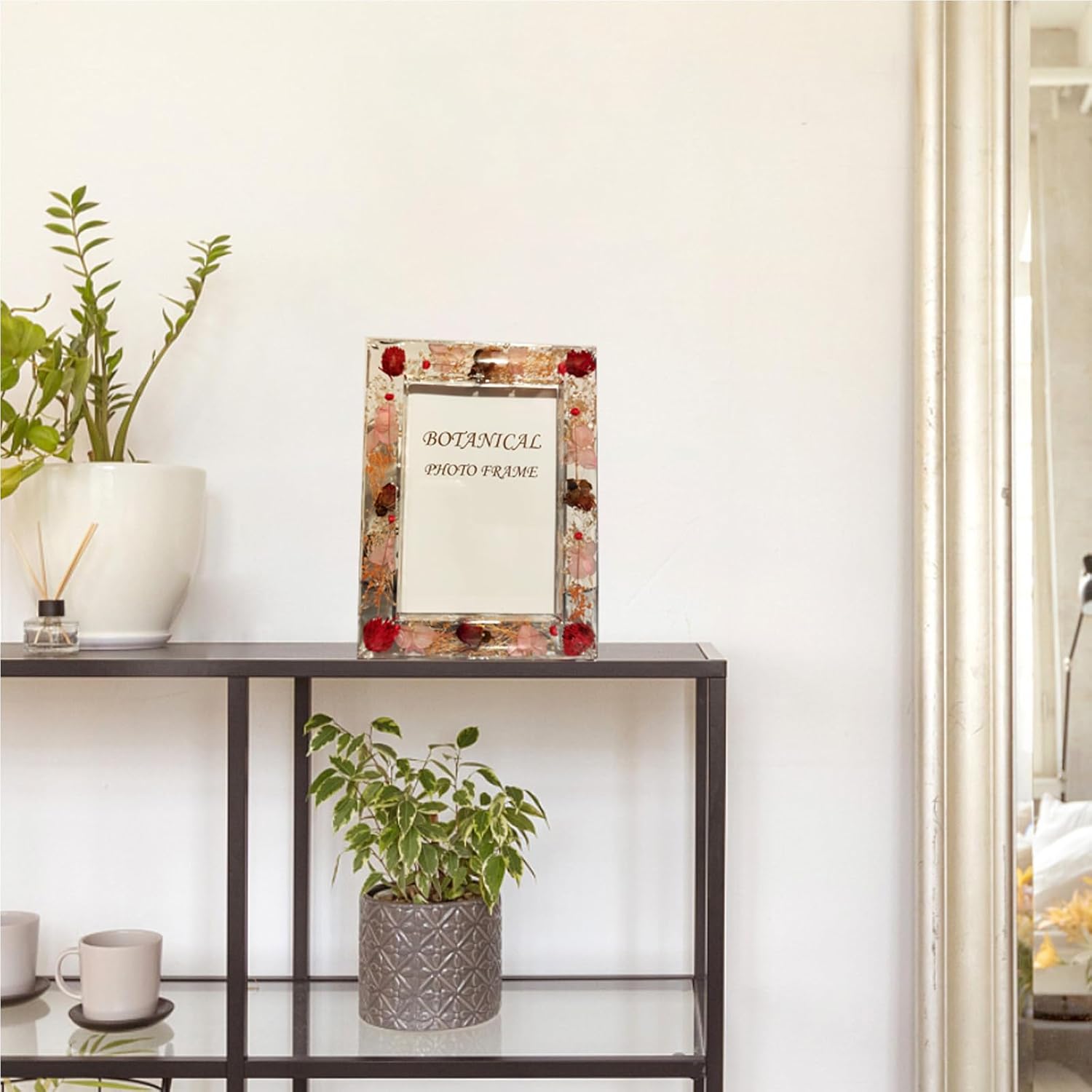 Botanical Picture Frame with Dried Flowers 35x5 4x6 5x7 Sizes