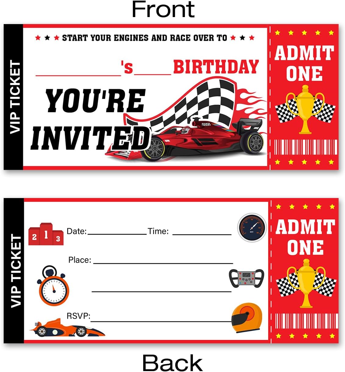 VAHATAN Car Racing Birthday Invitations 20 Pack with Envelopes