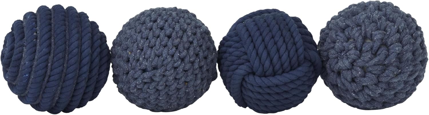 Deco 79 Jute Rope Decorative Orbs Set of 4 Blue