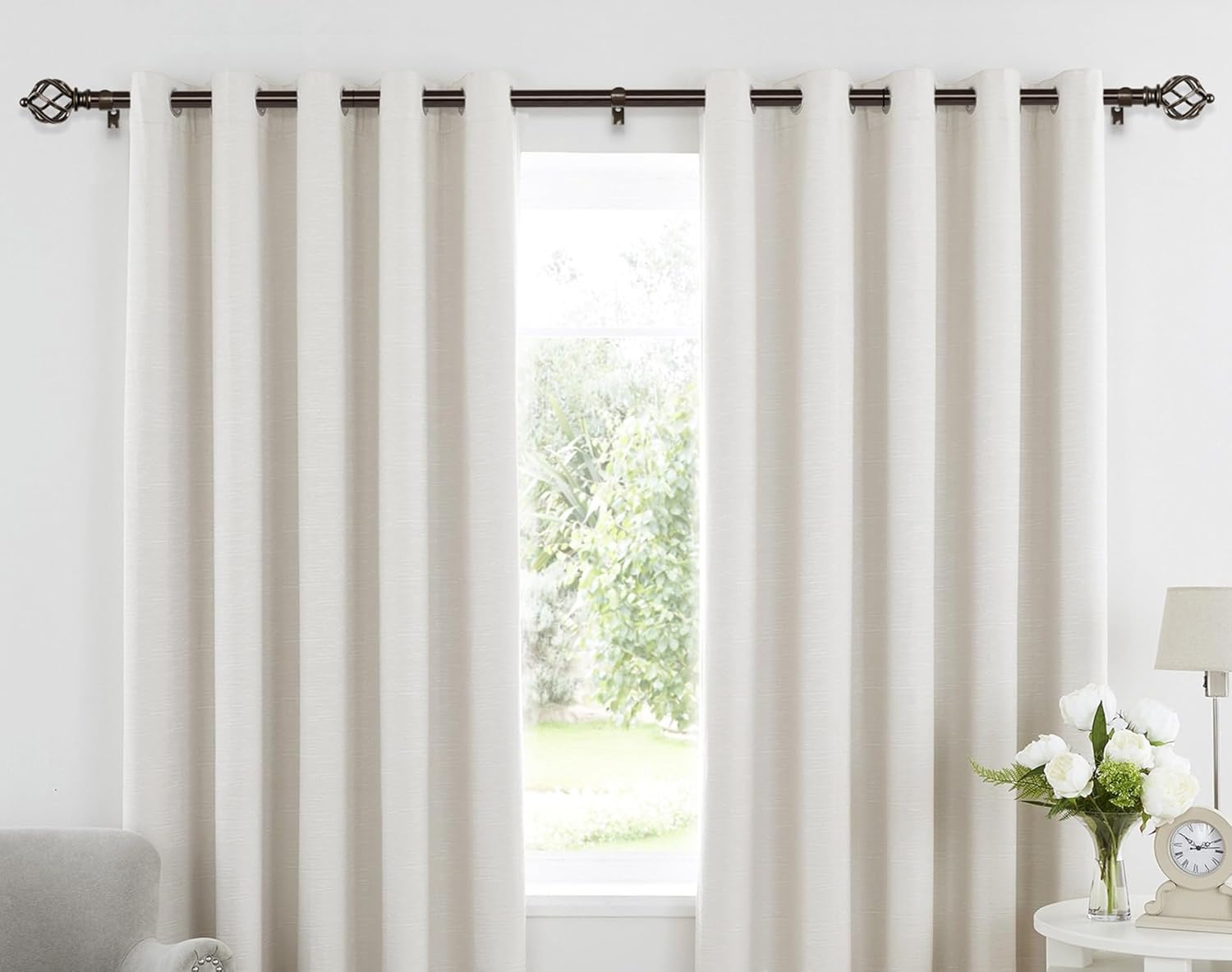 KAMANINA Bronze Curtain Rod 32-58 Inch Adjustable Single Rod