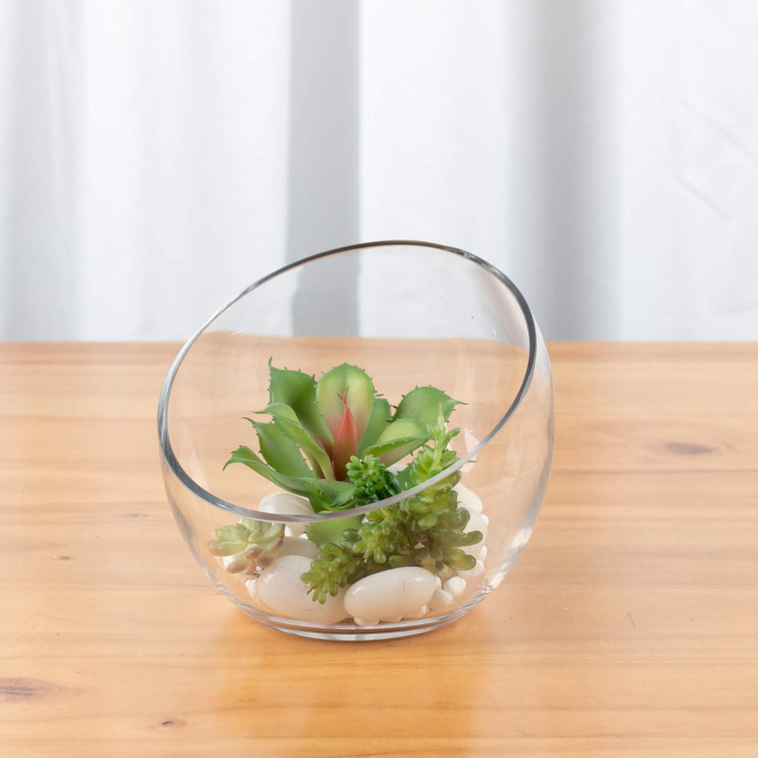 WGVI Clear Slant Cut Glass Vase 7 x 6 x 27 x 4